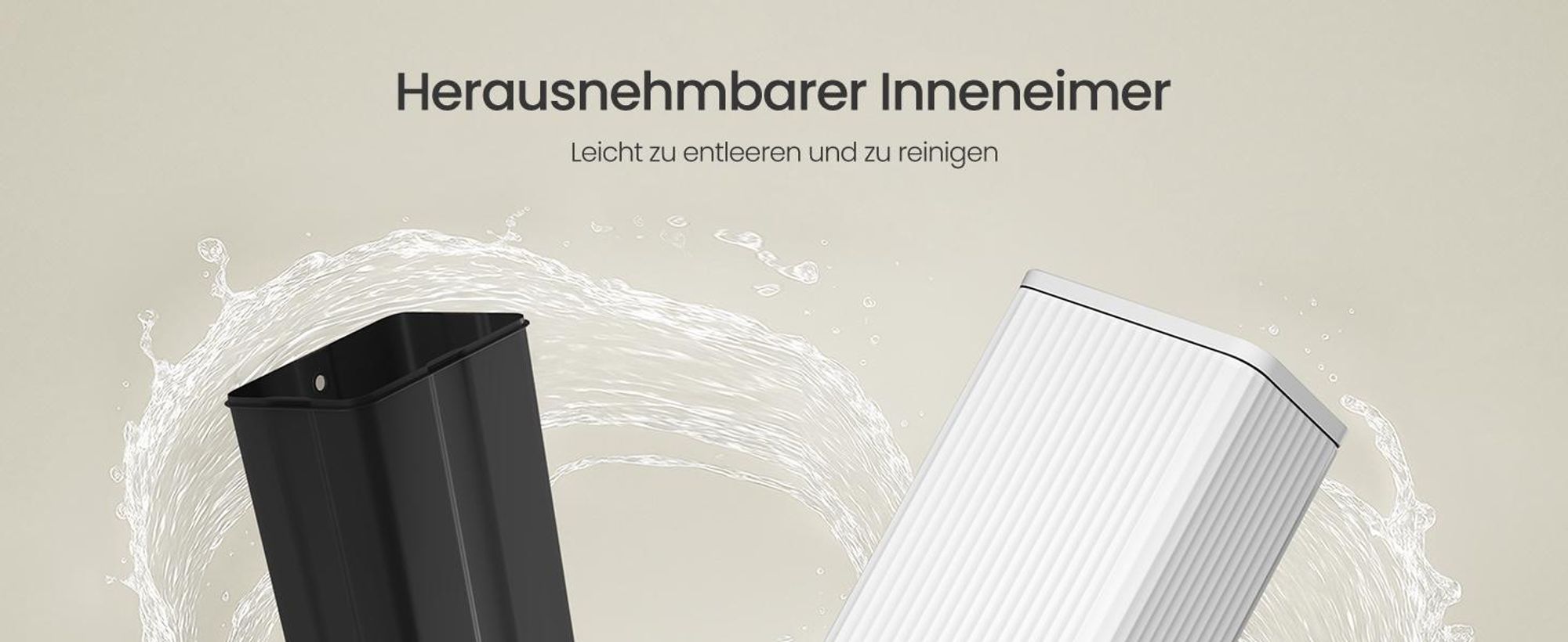 Abfalleimer für Küche, Mülleimer aus Stahl, mit Deckel und herausnehmbarem Inneneimer, Softclose, 50 Liter, weiß