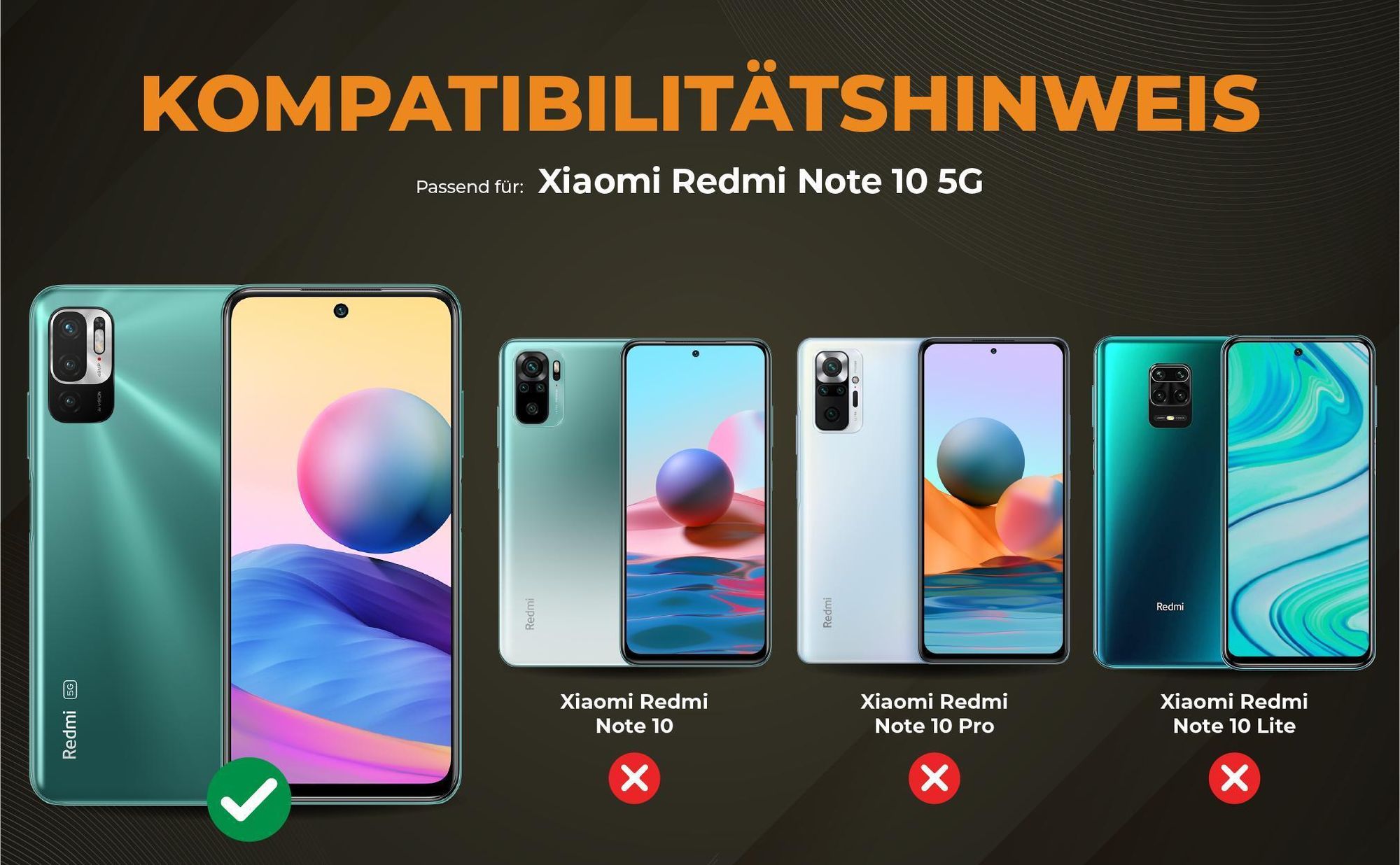 Kompatibilitätshinweise Hülle für Xiaomi Redmi Note 10 5G