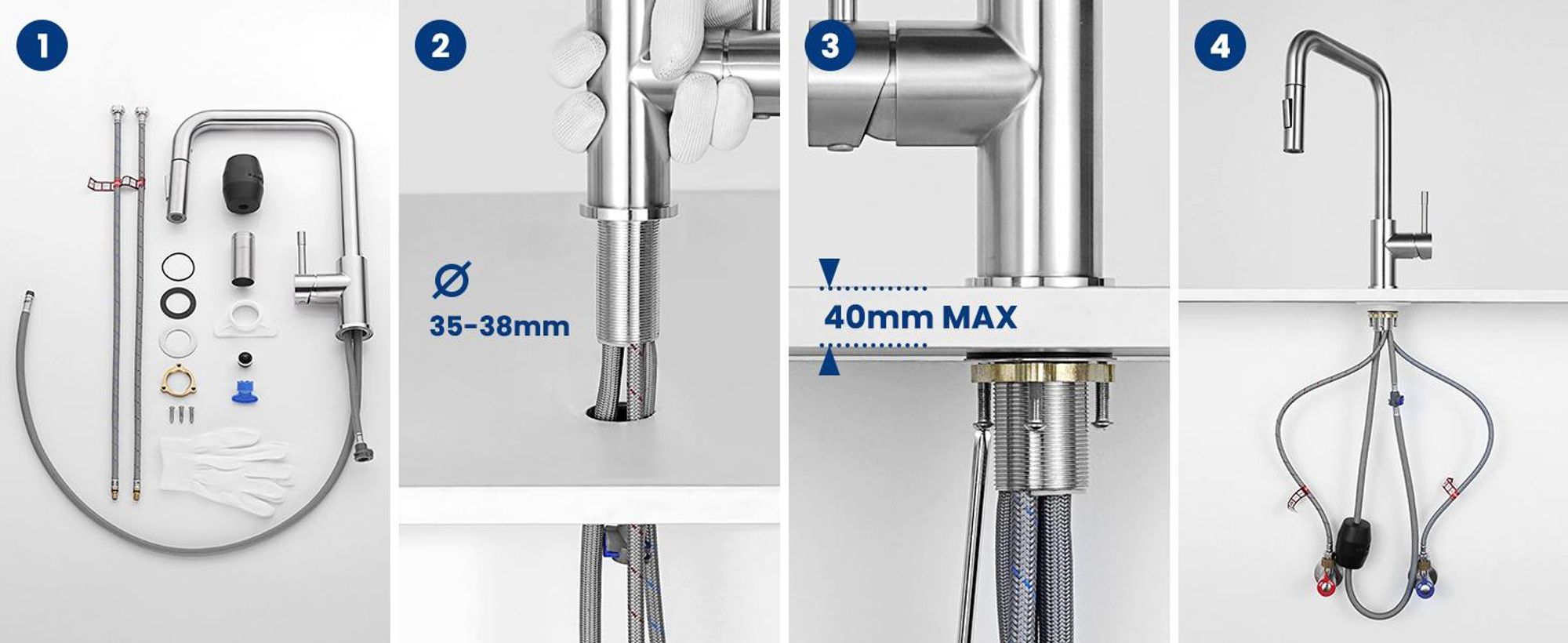 Wasserhahn Küche Ausziehbar 304 Edelstahl Brausekopf, 2 Strahlarten Spültischarmatur Gebürstet, 360° Drehbar Einhandmischer Küchenarmatur Cecipa