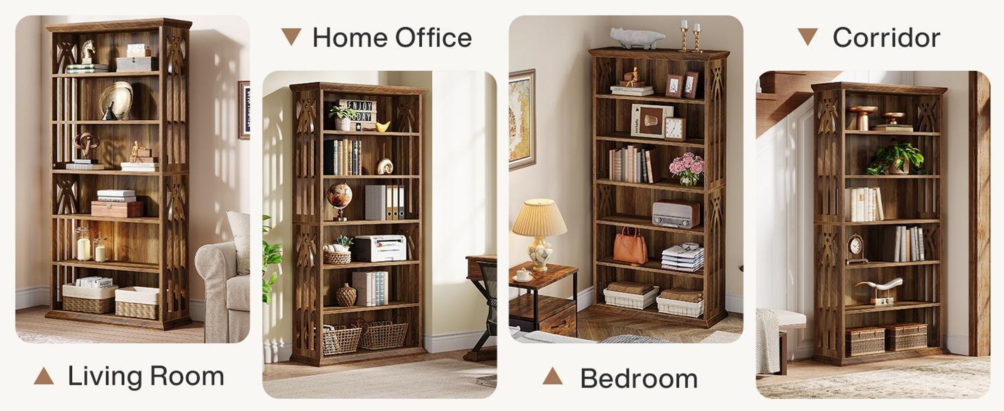 Tribesigns 6-stöckiges Bücherregal, 190 cm hohes Bücherregal, große Bücherregale Holz-Bücherregal für Wohnzimmer, Home Office, Schlafzimmer, Braun