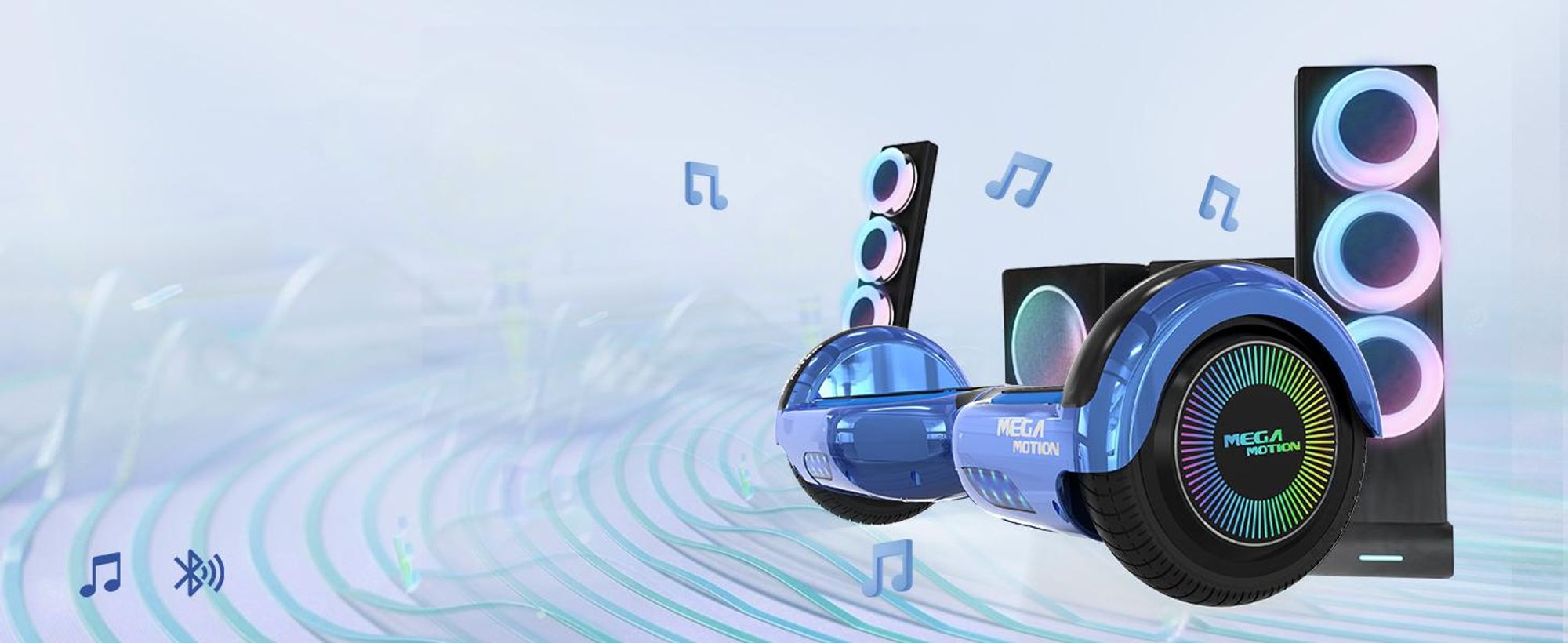 MEGA MOTION Hoverboard,Elektro Scooter 6,5 LED E-Balance Scooter mit Motorbeleuchtung und Bluetooth