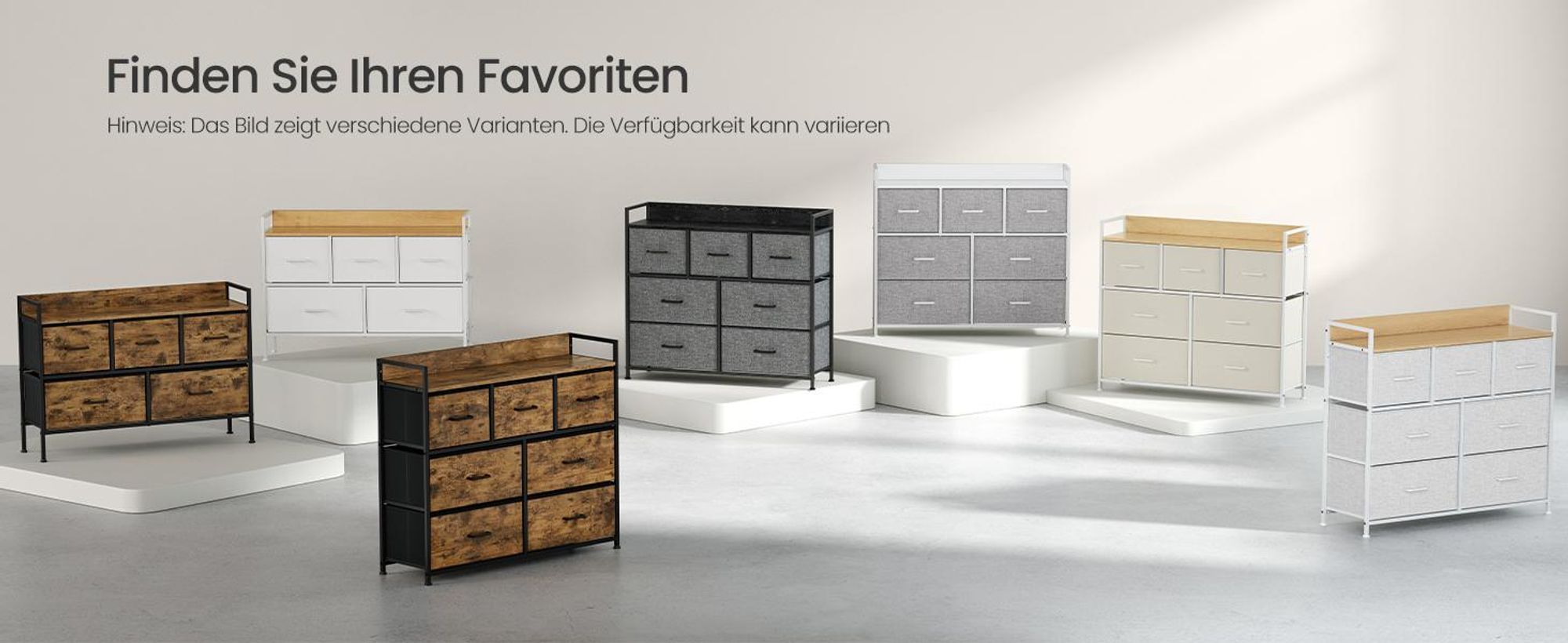 SONGMICS Kommode 7 Stoffschubladen Metallgestell