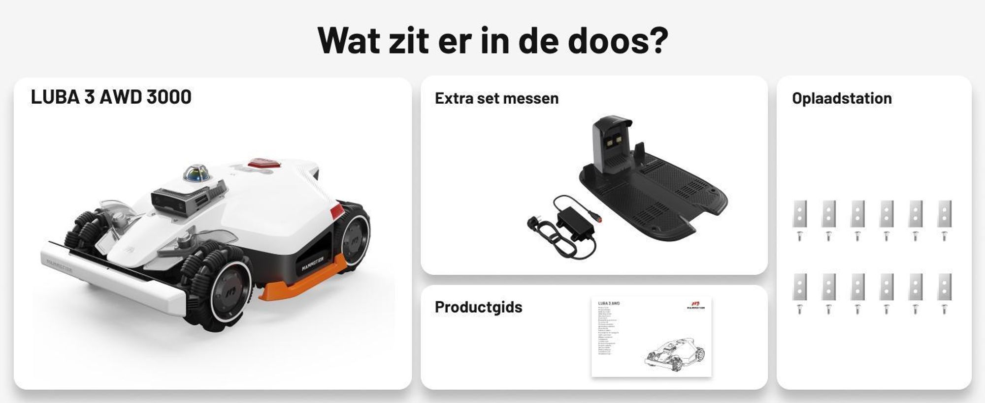 Robotmaaier Mammotion LUBA 3 AWD 1500 met wasstandaard, zonder kabel, voor 1500 m², vierwielaandrijving, hellingen tot 80%, auto-kaartgeneratie, APP