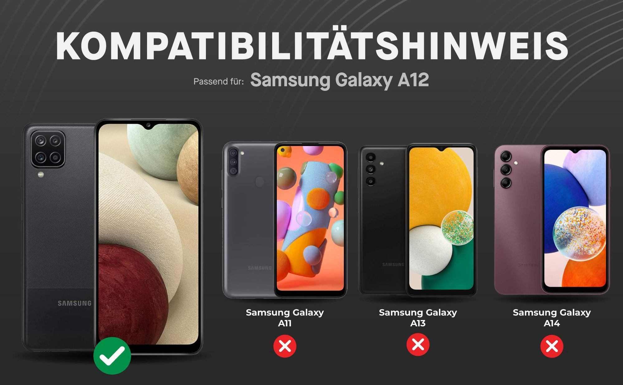 Kompatibilitätshinweise Displayglas für Samsung Galaxy A12