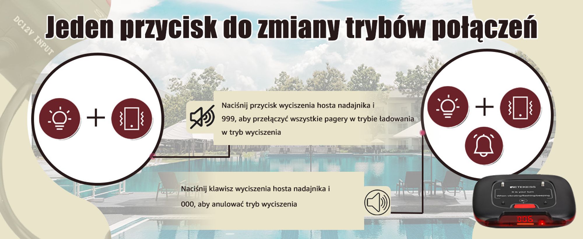 Retekess TD183 bezprzewodowy system pagerów, 20 stabilnych podstawek, pager 30H 300mAh, FSK daleki zasięg 800M,