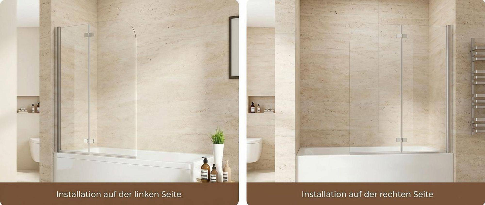 120 x 140 cm Badewannen 2 TLG. Faltwand Aufsatz 180° Duschwand Duschabtrennung Nano Glas DAY