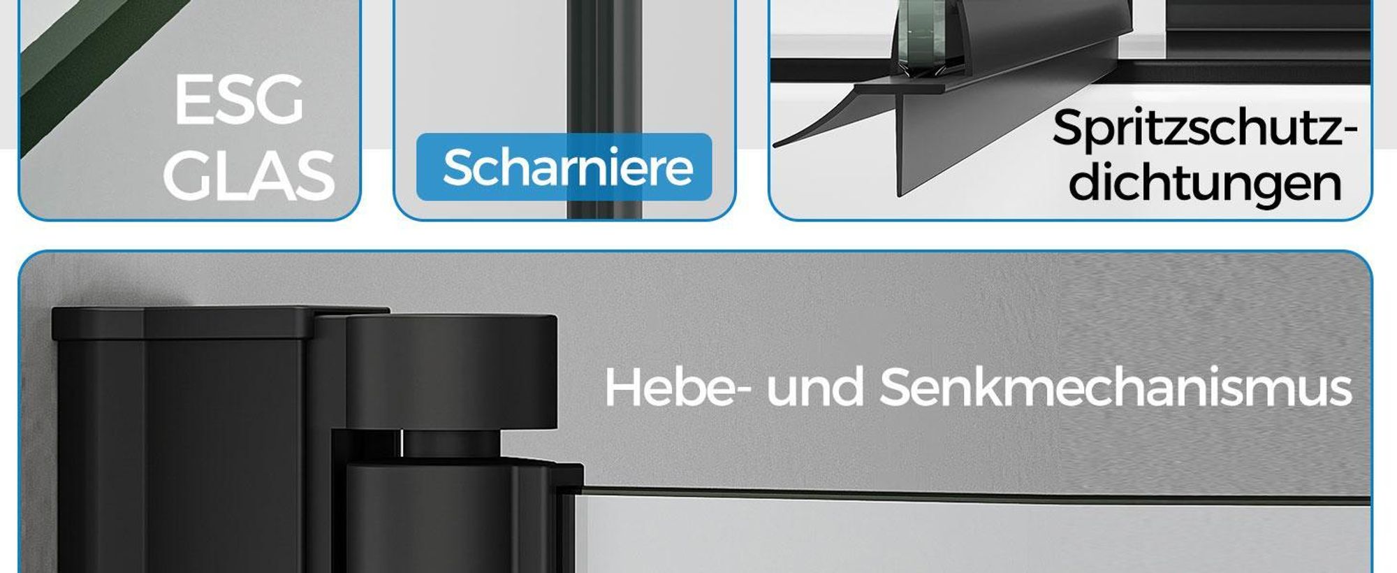 IMPTS Duschwand für Badewanne 110x140cm Faltbar Duschabtrennung 2-teilig Badewannenaufsatz ESG GLAS Badwannenfaltwand Schwarze, Klarglas