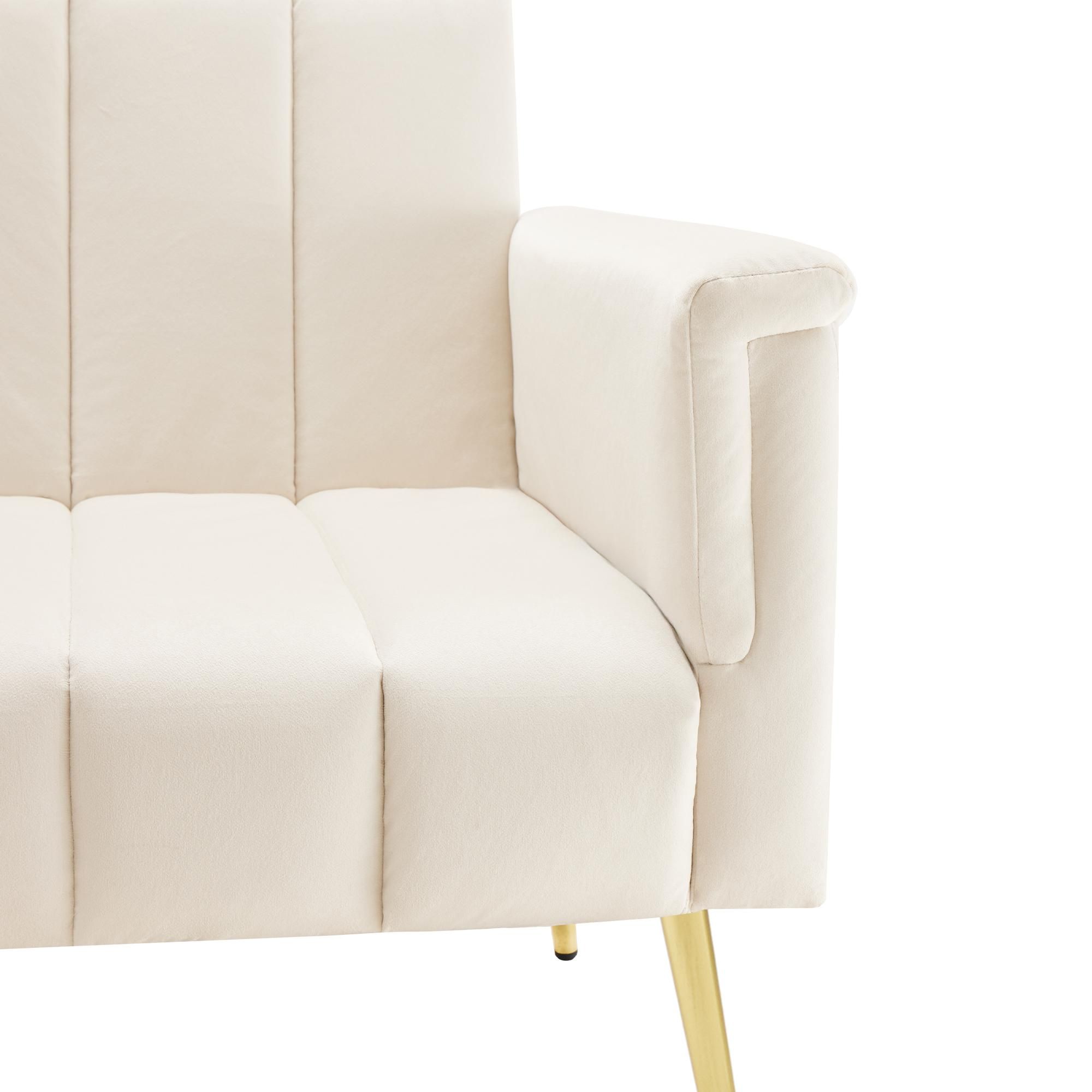 Merax Schlafsofa mit Bettfunktion, Klappbett Bettsofa Klappsofa mit Schlaffunktion, Gästebett Rückenlehne neigbar 95°-180°, 183 x 76 x75cm, Beige
