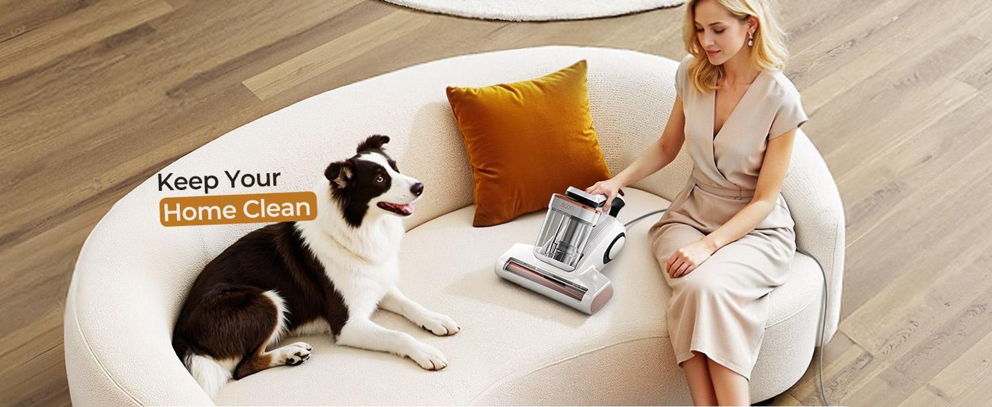 JIGOO J300 Aspirateur d'acariens 500W Aspirateur d'acariens avec lumière UV Aspirateur à main