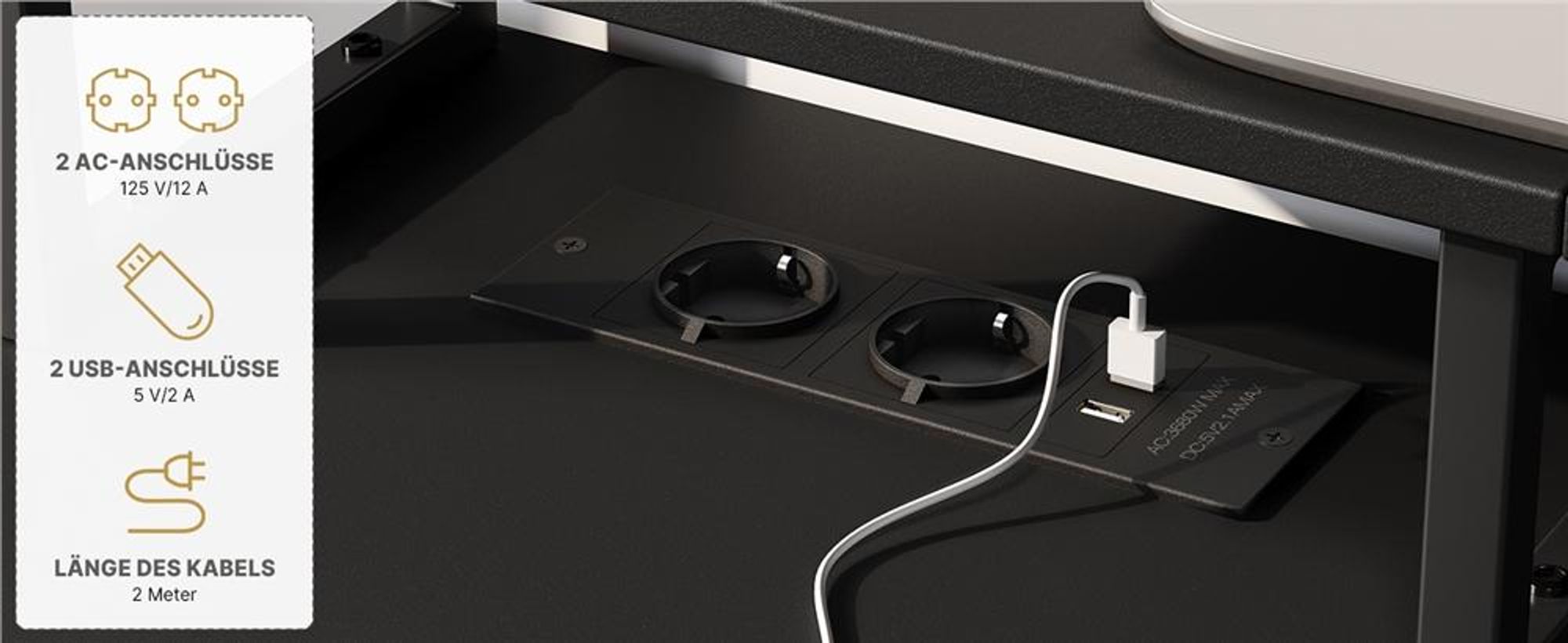 Yaheetech L-förmiger Computertisch, Schreibtisch mit Ladestation, umkehrbarer Gaming-Tisch, mit Monitorhalterung & Aufbewahrungstasche, Schwarz