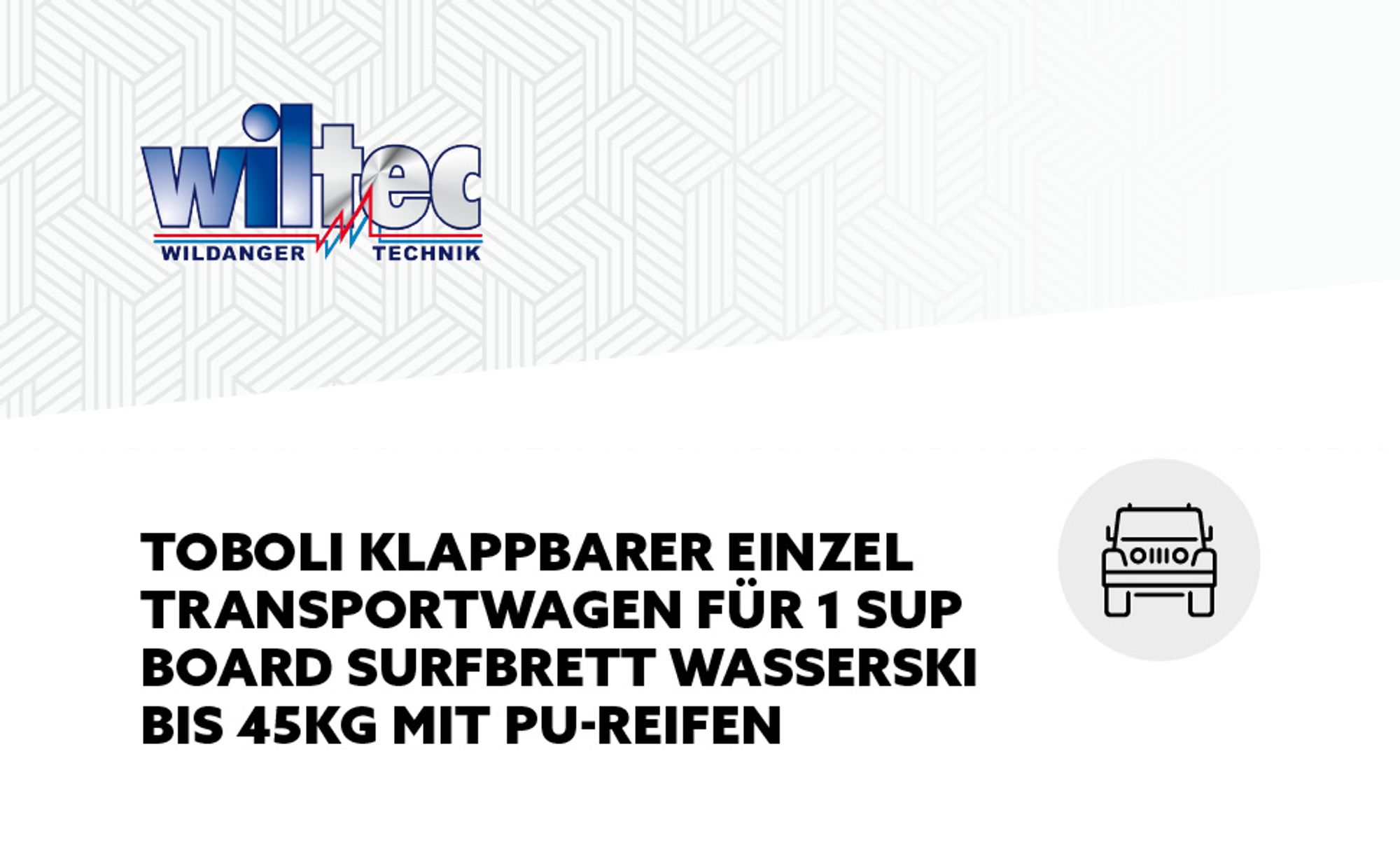 Toboli klappbarer Einzel Transportwagen bis 45 kg für SUP Board, Kanus und Kajaks, Surfwagen mit Polstern und PolyurethanRäder, geräumiger SUP-Wagen 73 x 45 x 60 cm, SUP-Trolley aus Aluminium