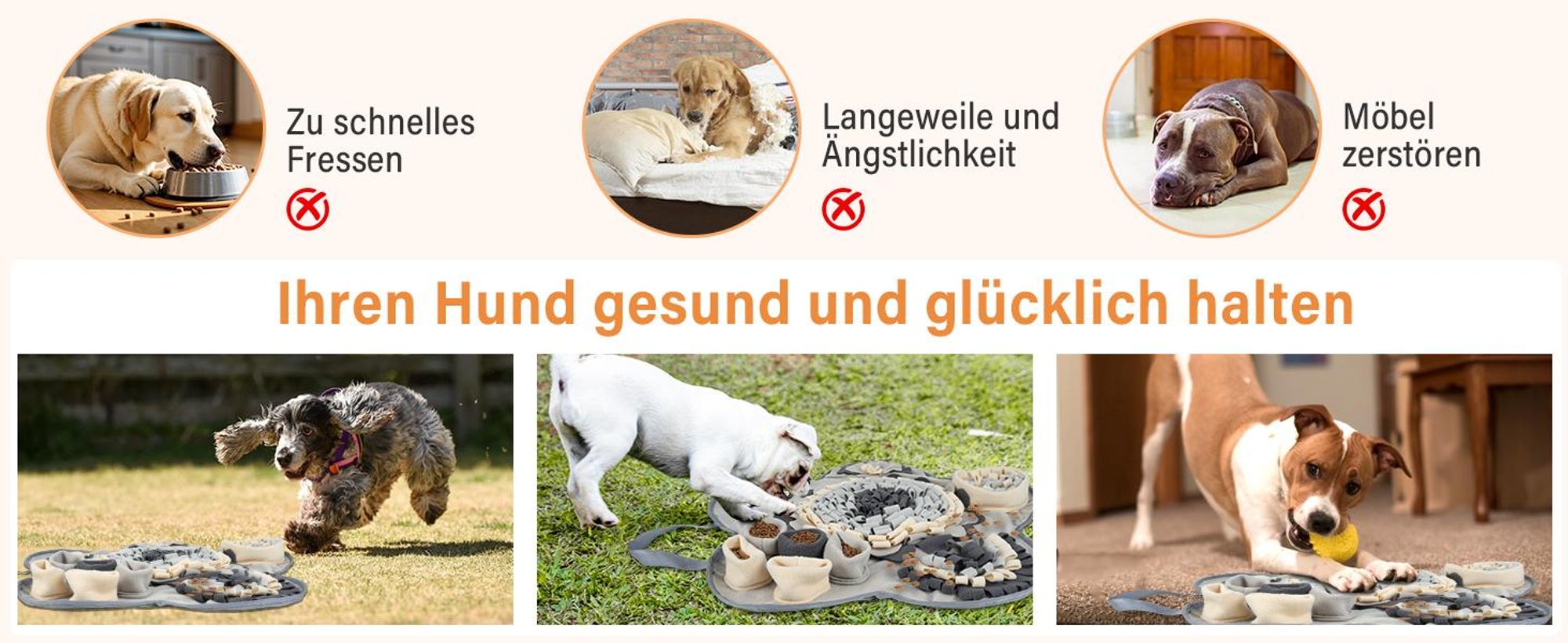 Schnüffelteppich, Hundeschnüffelmatte, Futter-Suchmatte, Trainingsmatte, Intelligenzspielzeug für Hunde und Katzen, Natürliches Fressen