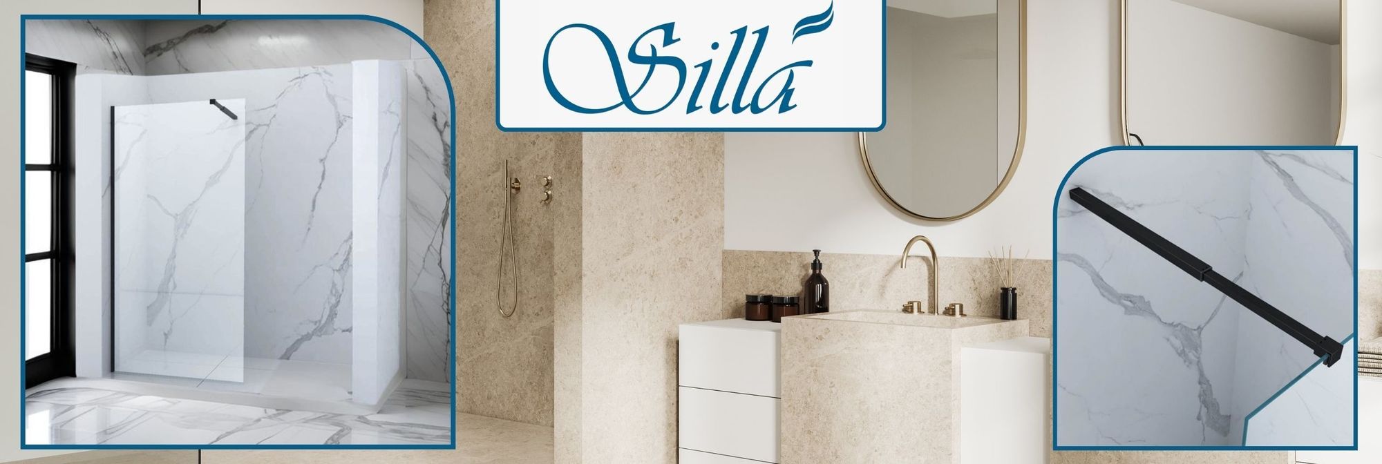 Duschwand, Walk in Dusche, Duschabtrennungen, Dusche, Schwarz, Silla