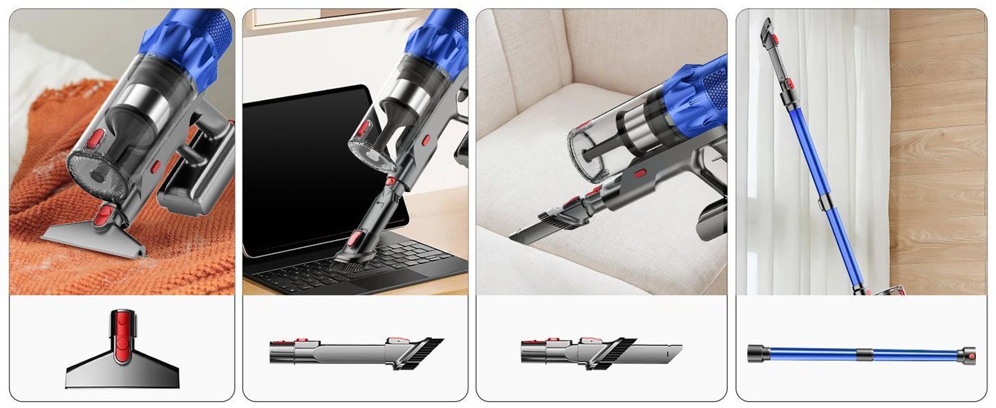 Hiazurm Akku Staubsauger, 85000Pa Staubsauger kabellos mit Touchscreen, HEPAx4, 80Min, Schlauchbürste, Staubsauger, 2L, Anti-Tangle-Staubsauger