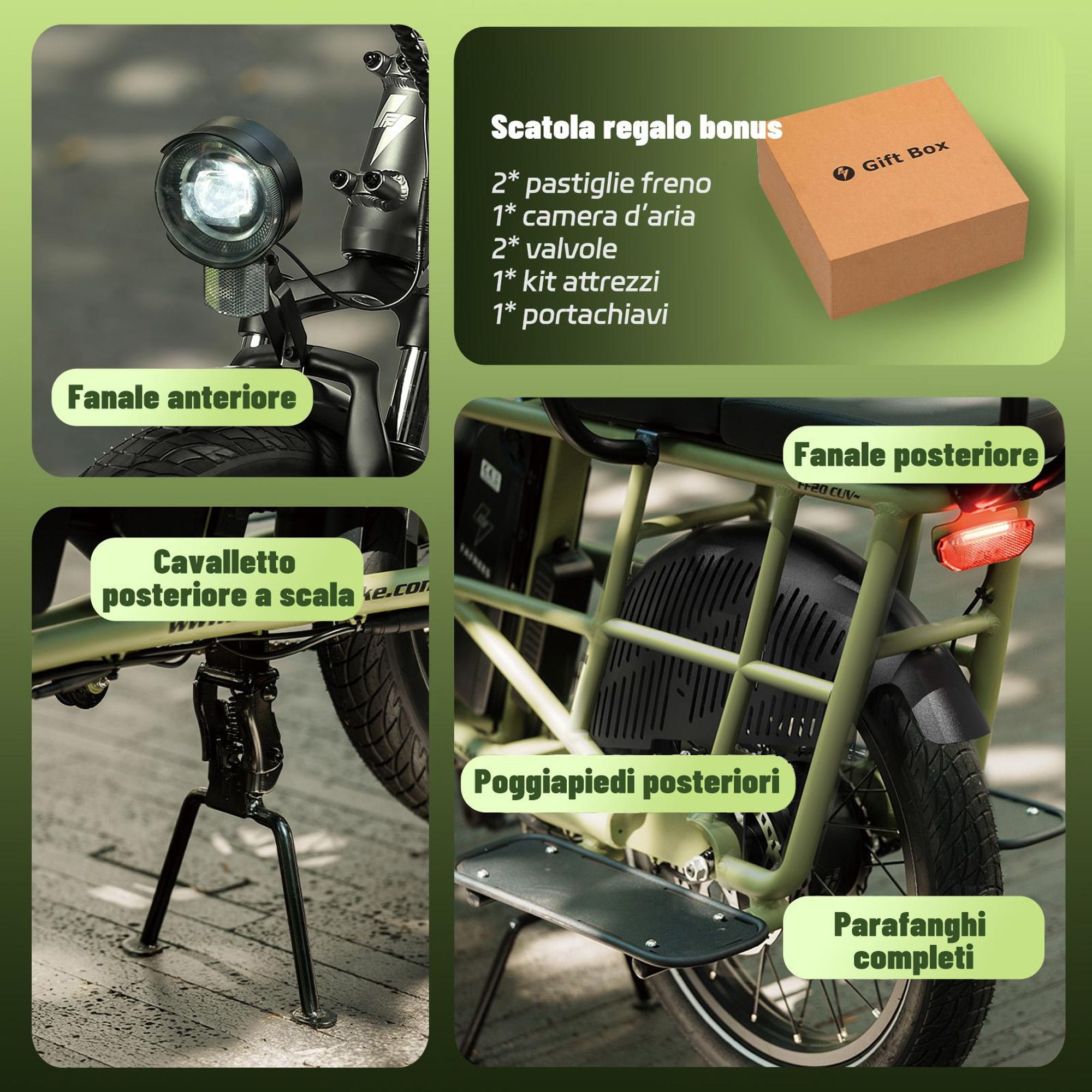 Seggiolino doppio FAFREES FF20 CUV per e-bici 24AH, 0-12 anni, portata 100kg telaio acciaio antiruggine-nero