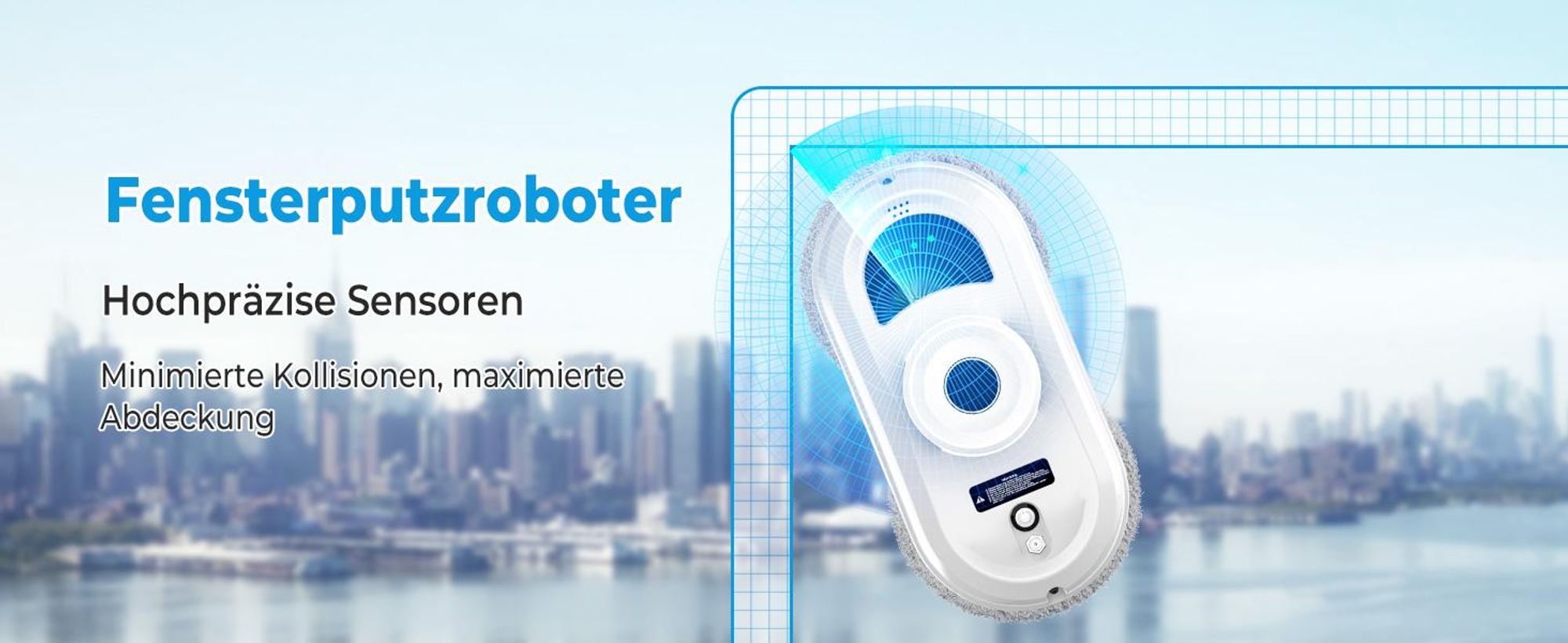 Fensterputzroboter, Fenstersauger, Fensterputzer, Fensterreiniger Elektrisch, 5600Pa Saugleistung, 3 Reinigungsmodi, Intelligente Pfadplanung