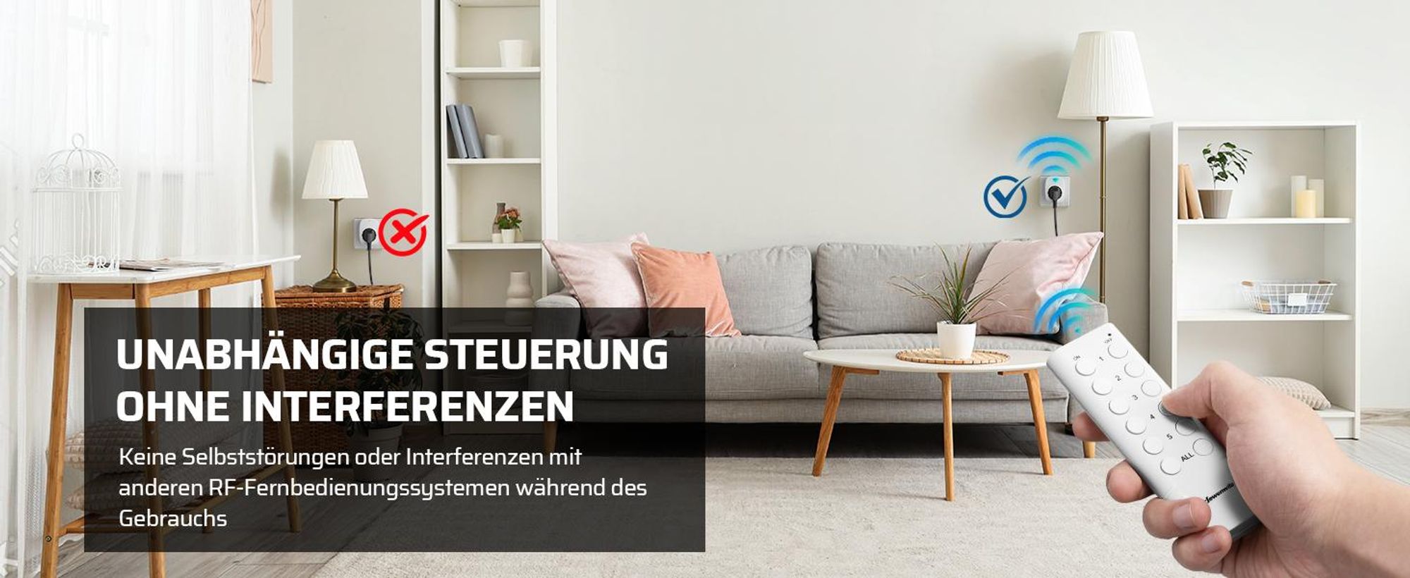 DEWENWILS 5 Funksteckdosen mit 2 fernb, 3680W, Plug-In Steckdosen Set, funkstecker.