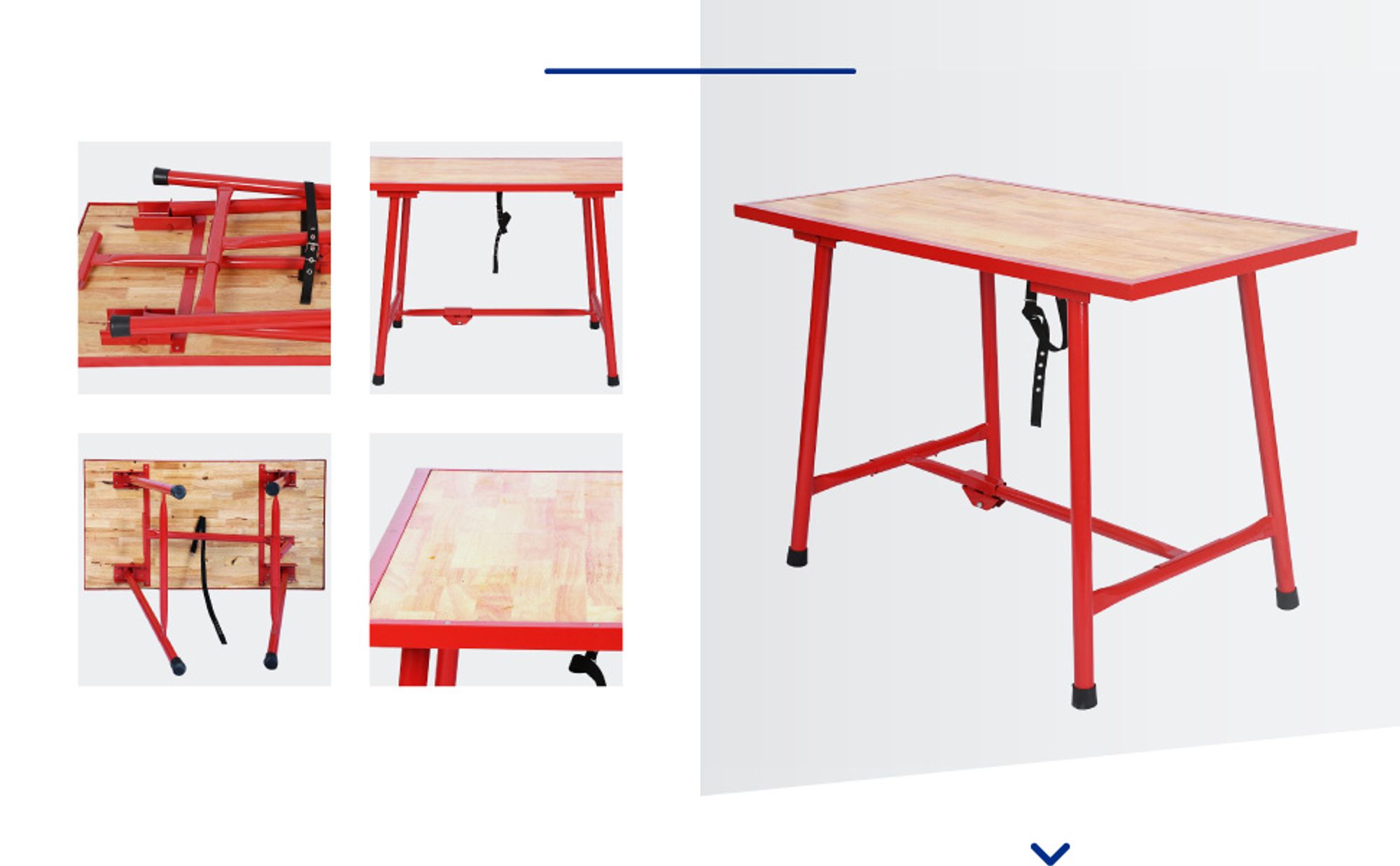 Wiltec Werkbank 120 x 62,5 x 83 cm klappbar, Werktisch faltbar, klappbarer Arbeitstisch bis 300 kg belastbar, Werkstatteinrichtung aus Stahl und Holz