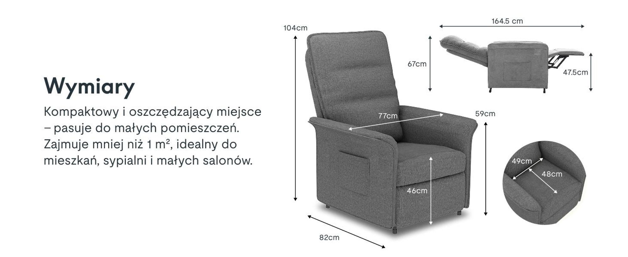 Elektryczna leżanka FLEXISPOT z funkcją odchylania 105°-155°, regulowany telewizor i leżanka do salonu, oparcie i podnóżek (jasnoszary)