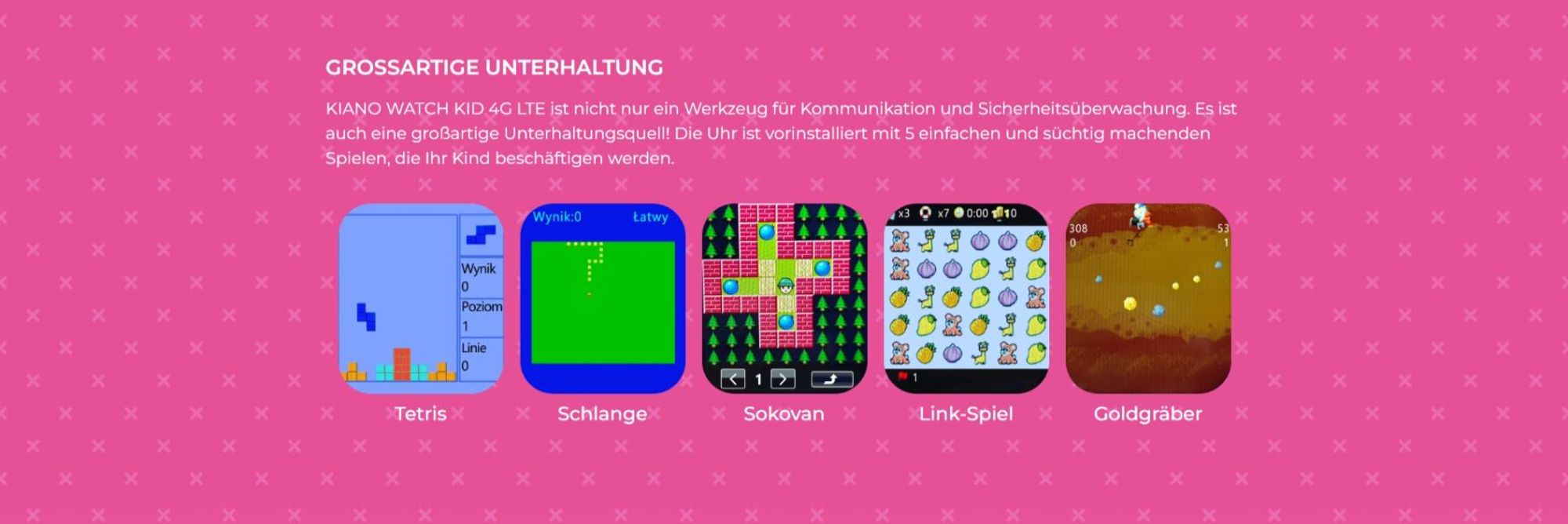 Smartwatch Kiano Watch KID 4G LTE Princess - Kinderuhr mit rosa Armband | Uhr mit Zifferblatt mit Märchenmotiven | GPS, AGPS, LBS, WIFI