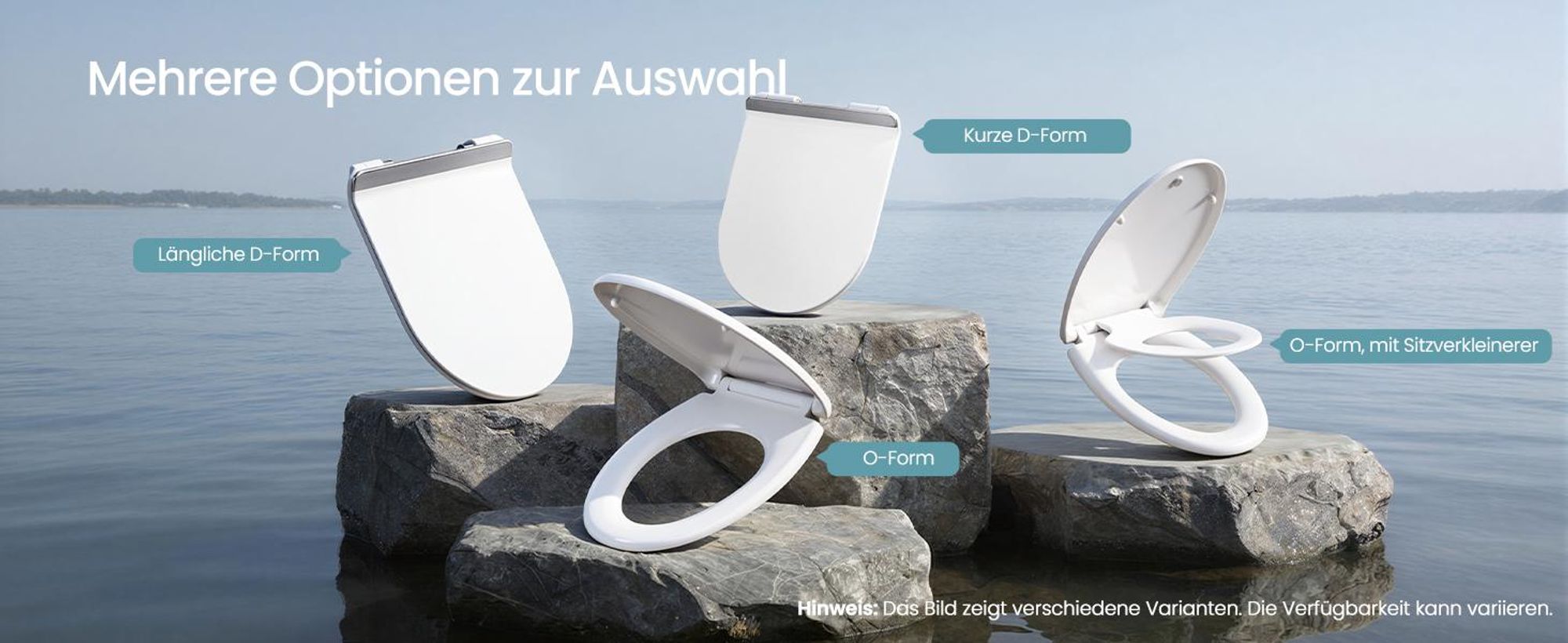SONGMICS WC-Sitz lange D-Form, Absenkautomatik, abnehmbarer Toilettendeckel, Griff, einfache Montage, bis 300 kg, weiß