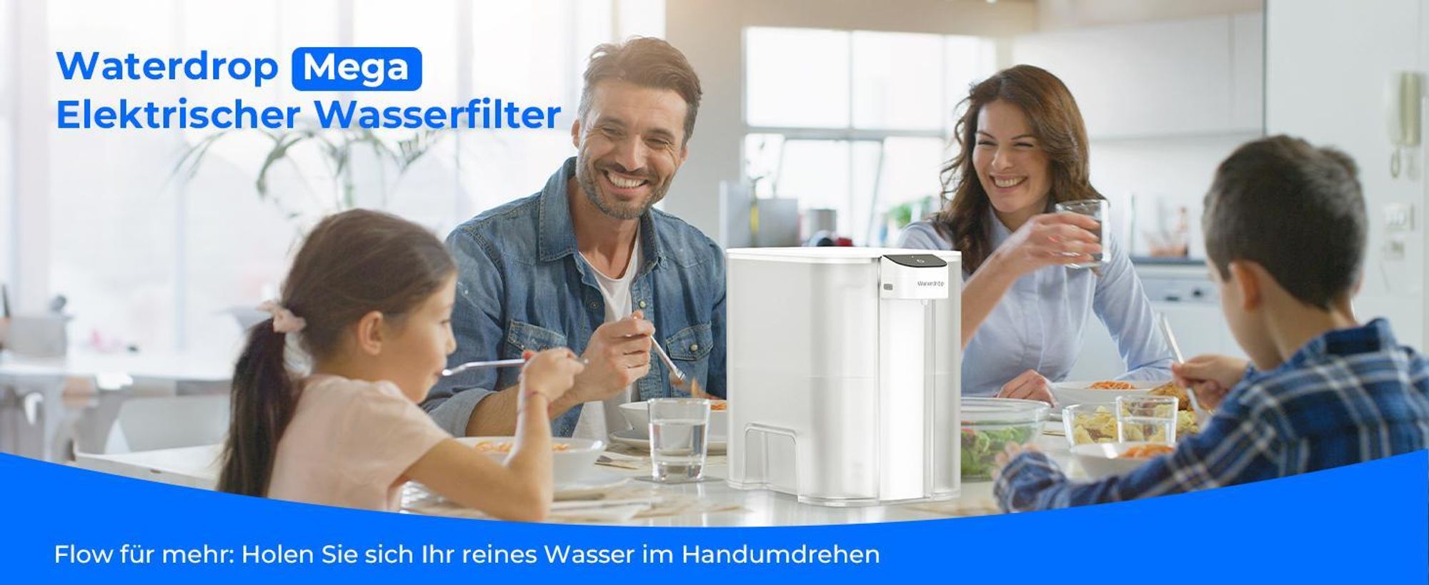 Waterdrop Mega Sofortiger Elektrischer Wasserfilterkrug mit 4 Filter, 6L Wasserfilterkannen, Reduziert Chlor, Blei, Quecksilber, 757 Liter, Weiß