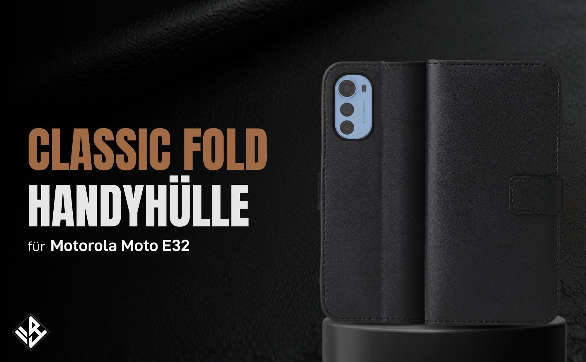 Schwarze Klapphülle für Motorola Moto E32 mit Wallet-Funktion