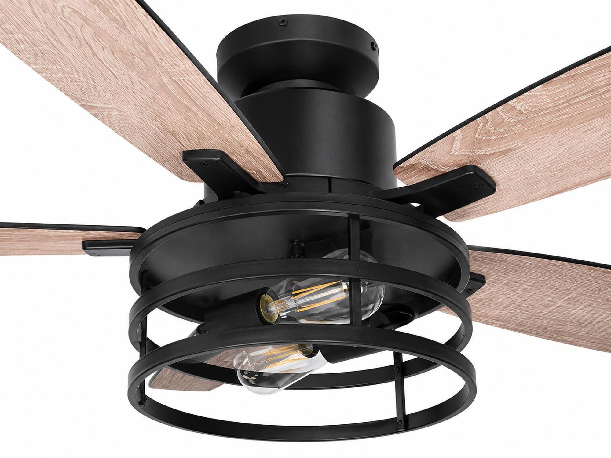 Ø112 cm Deckenventilator mit Licht und Fernbedienung Industrie Käfig-Design Leise DC Motor 5 Wendbare Flügel Deckenlüfter für Schlafzimmer Wohnzimmer