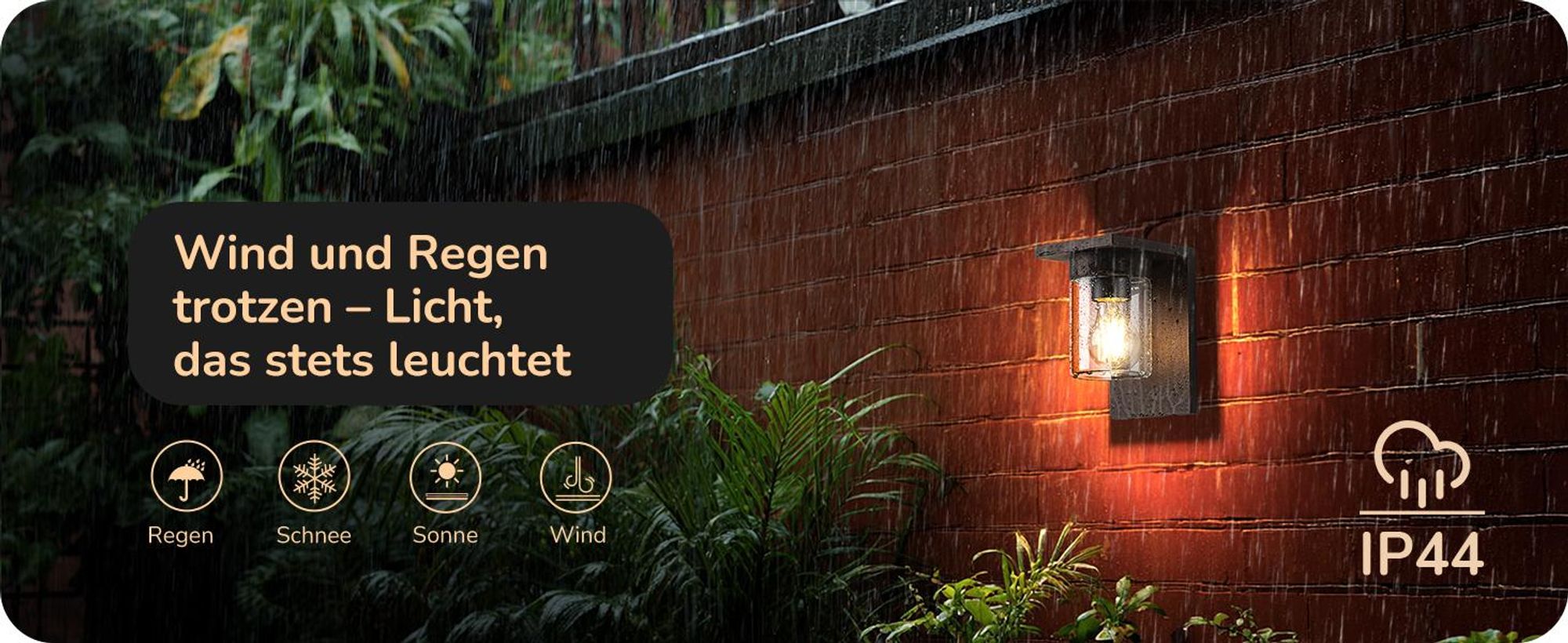 EDISHINE Wandlampe Außen, Wandleuchte mit Klarglas, IP44 wasserdicht, Moderne Außenleuchte für Hauswand Garage Vordach