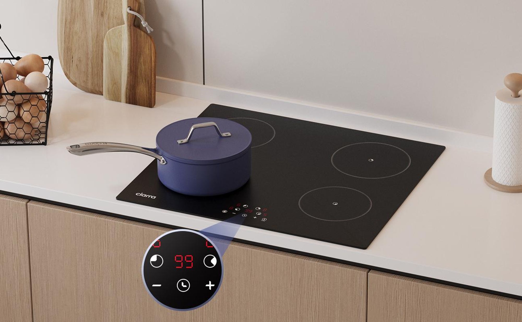CIARRA Table de cuisson à induction 4 zones encastrable 6000 watts VM4BIH-F