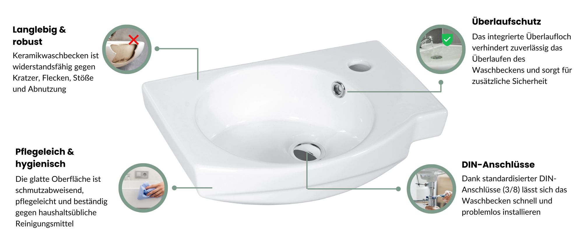Planetmöbel Badmöbel Set 40cm Gäste WC Waschtischunterschrank Keramikwaschbecken Anthrazit