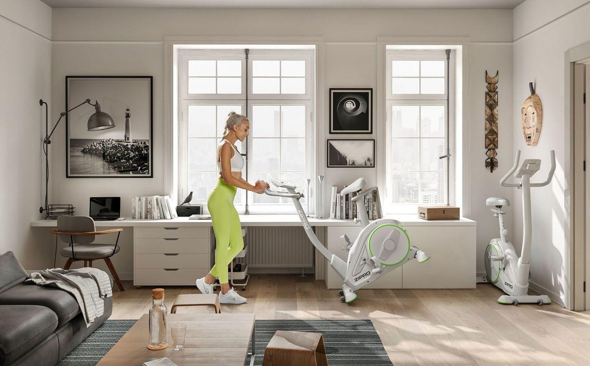 Rower ergometryczny Zipro Rave White – elektromagnetyczny rower treningowy w kolorze białym Sterowanie za pomocą aplikacji Zwift Regulowany kąt kierownicy i siodełka Program watowy