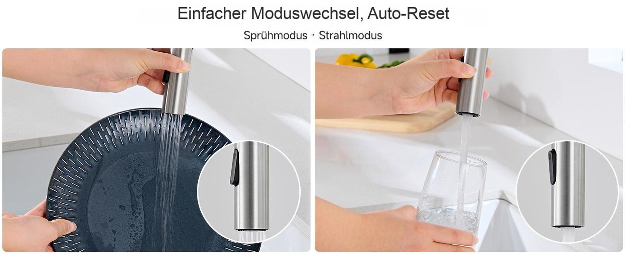 Küchenarmatur Gebürstet Spiralfeder Magnetisch, Wasserhahn Küche Hochdruck Profi Cecipa MAX Wasserhahn für Spülbecken mit Stabilisator, Mischbatterie