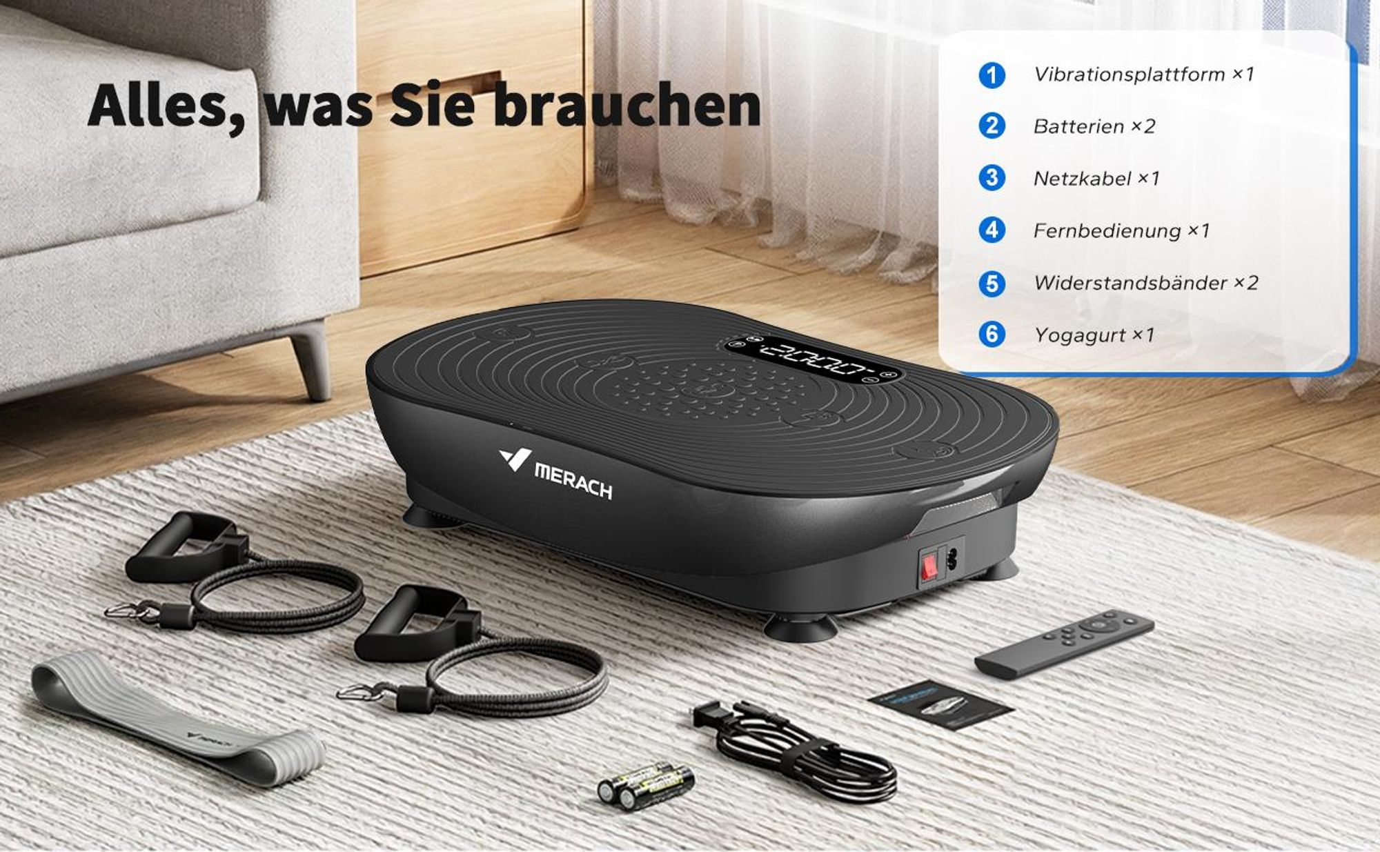Vibrationsplatte, leise und Kompakte Vibrationsplatte mit LED-Display, mit Fernbedienung, für Ganzkörpertraining zu Hause, bis 158 kg