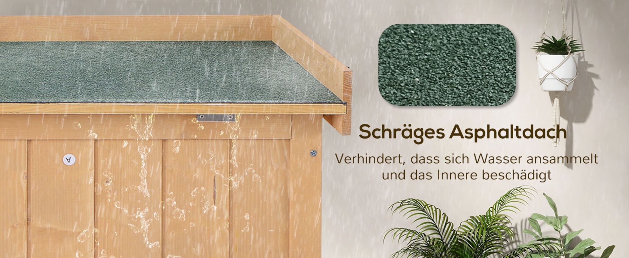 Outsunny Geräteschrank Geräteschuppen Gartenschrank 2 Fächer Tannenholz Natur 74 x 43 x 88cm