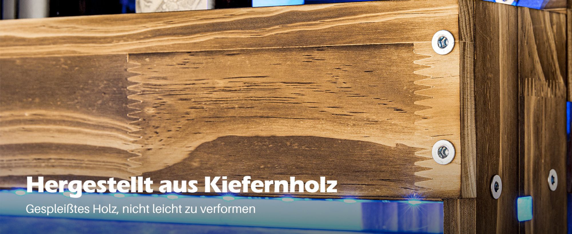 Yorbay Weinregal mit LED-Licht Palette beflammt Holz, Wandbar mit 4 Getränkespender Wand Flaschenhalter Flaschenhalter, Vintage, Geschenk