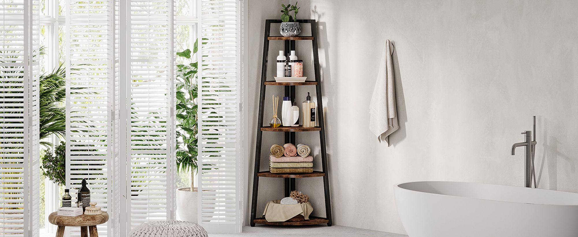 Tribesigns Eckregal 5 Etagen, 176cm hoher Bücherregal, Eckregal Stehend Mehrzweck -Eckständer Display Rack, Pflanzenständer, Eckschrank für Wohnzimmer