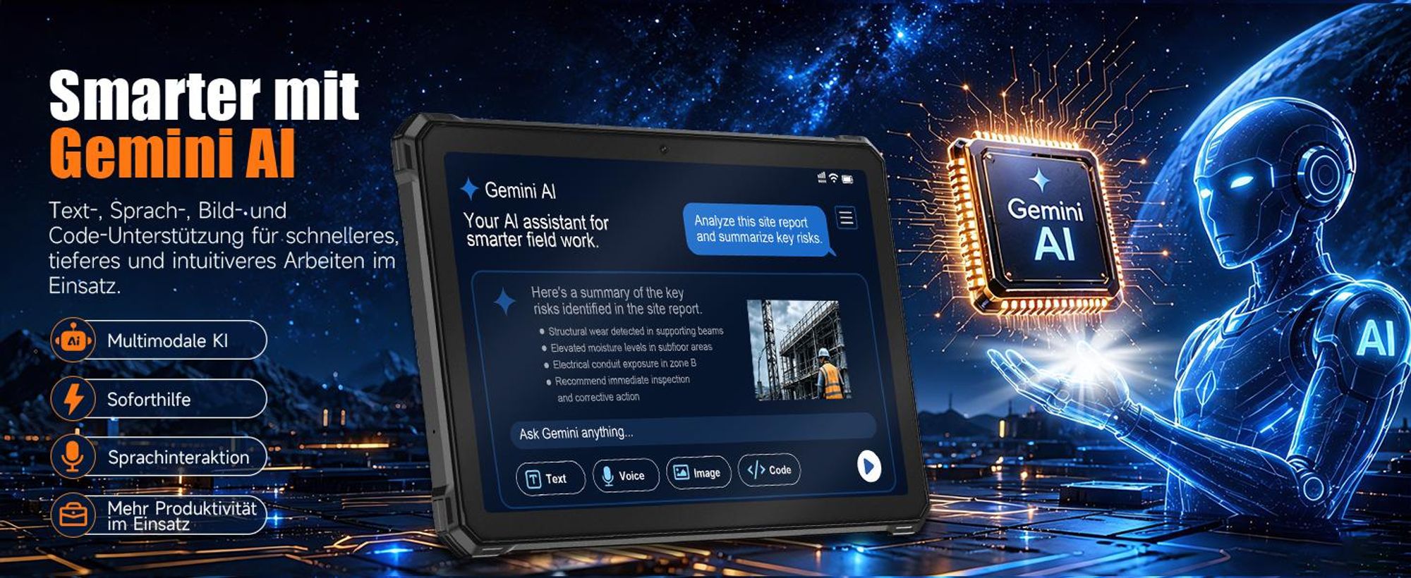RUGTAKE T5 Pro Outdoor Tablet 5G Android 16 - 32GB+256GB - 20080mAh 11" 120Hz 2K 64MP+20MP Nachtsicht Rugged Tablet Gemini AI/Widevine L1, Orange