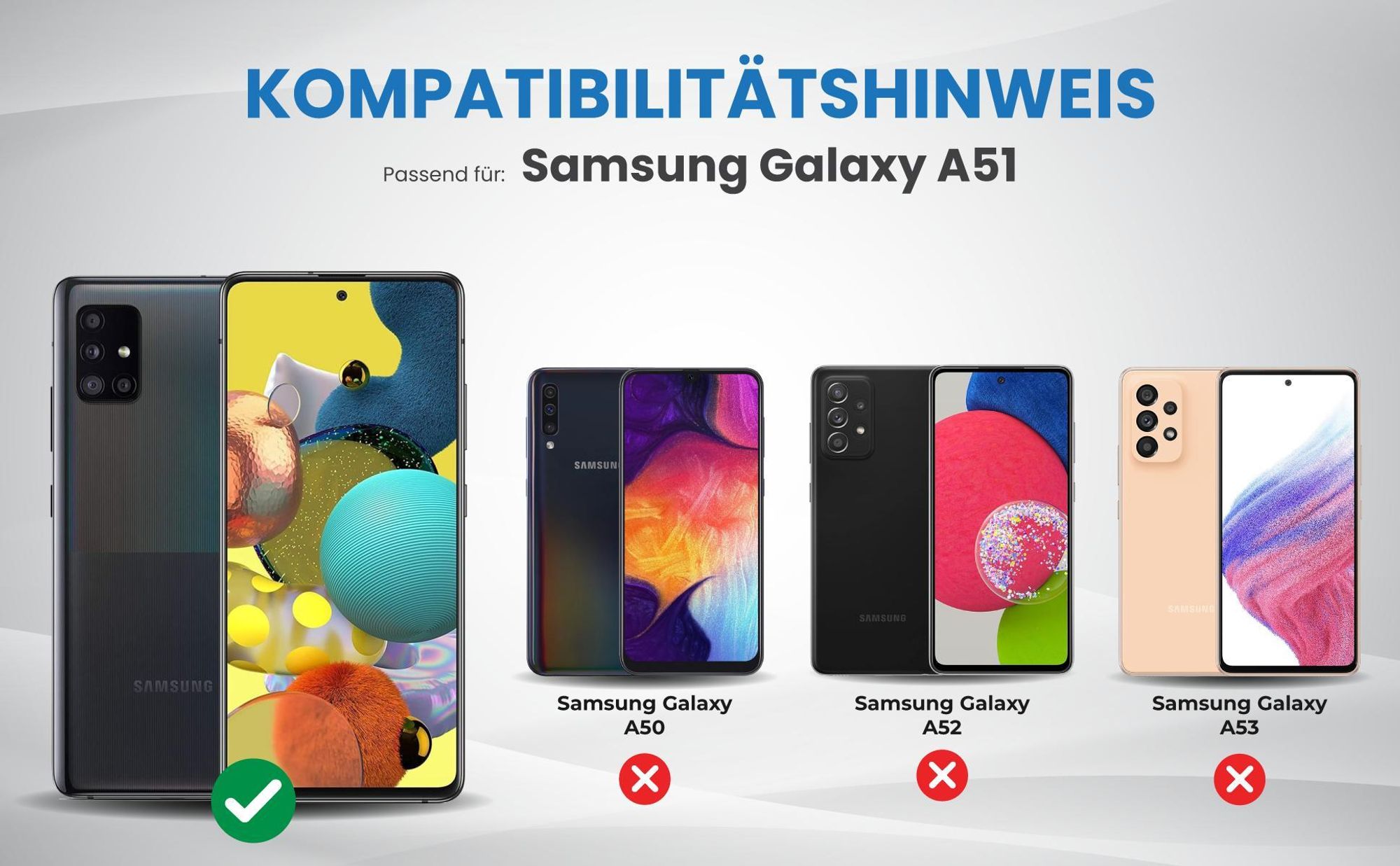 Kompatibilitätshinweise Hülle für Samsung Galaxy A51