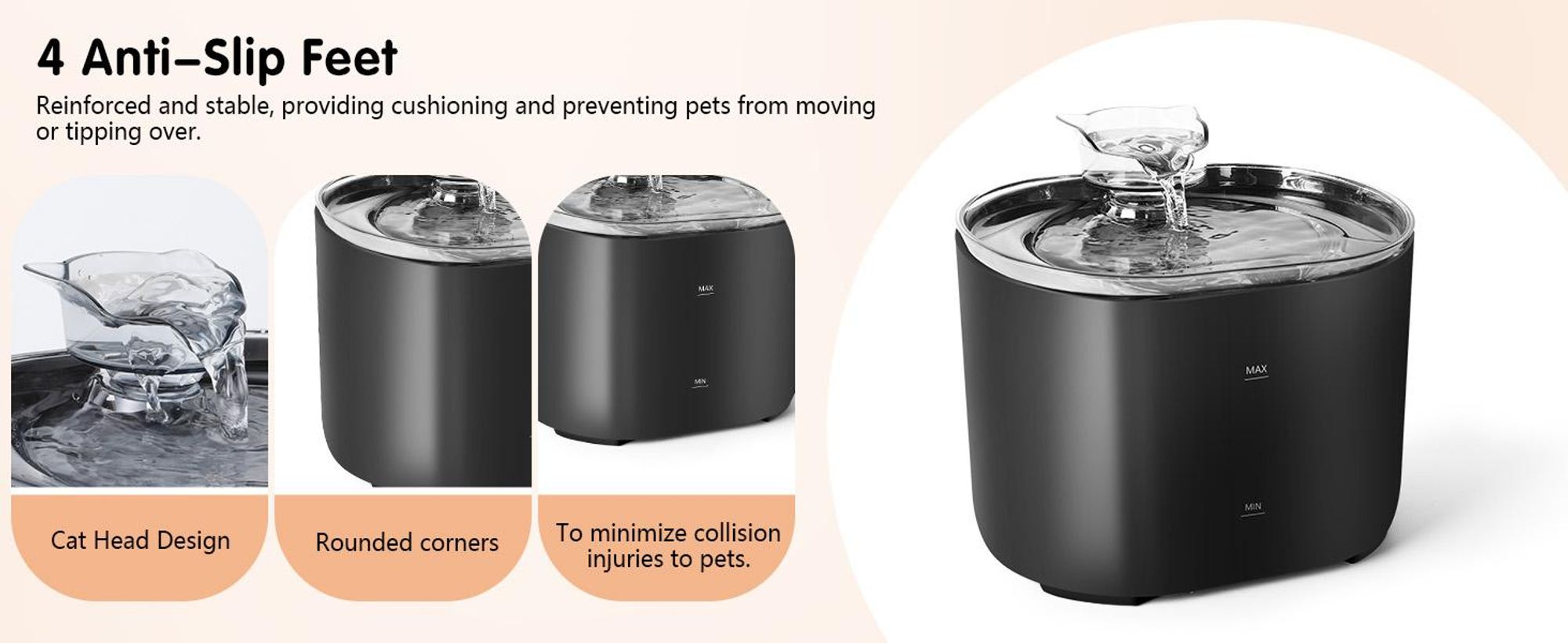 Katzenbrunnen, Trinkbrunnen für Katzen, 2.2L Haustierbrunnen, Automatischer Wasserspender für Katzen & Hunde, Leise