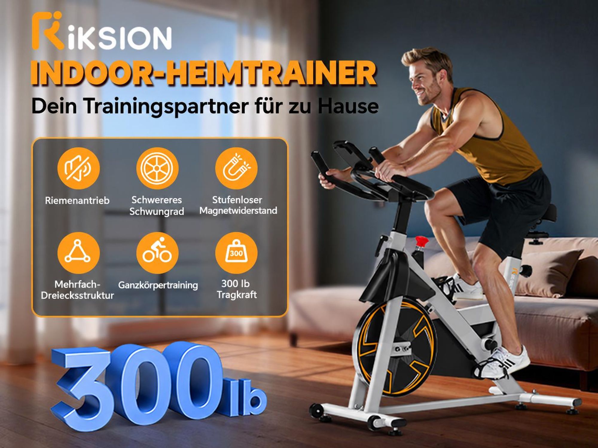 Heimtrainer Fahrrad für zu Hause – leises Fitnessbike mit verstellbarem Magnetwiderstand, LCD-Display& Tablet-Halter für Zuhause, App, max. 136 kg