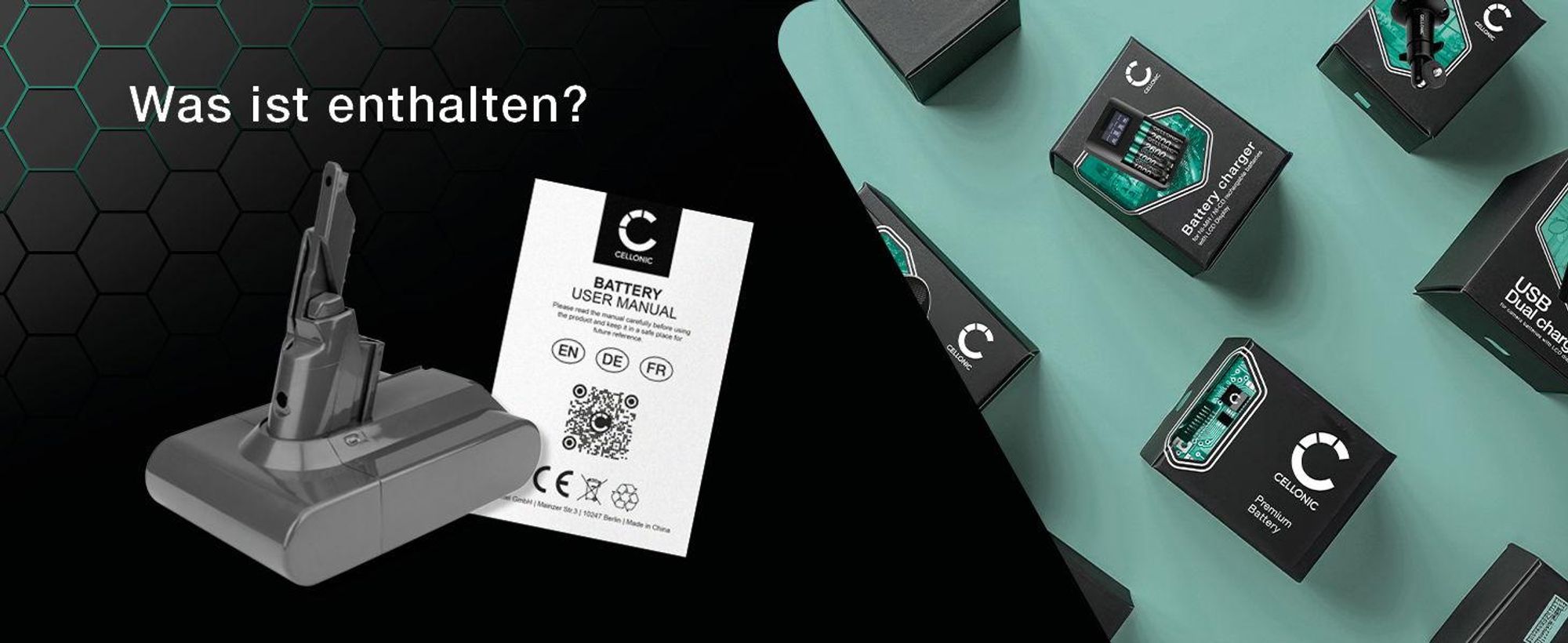 CELLONIC 1x Akku für Staubsauger Kompatibel mit Dyson V7, V7 Animal Pro plus, V7 Absolute Extra, 968670-02 - (2000mAh, 21.6V)