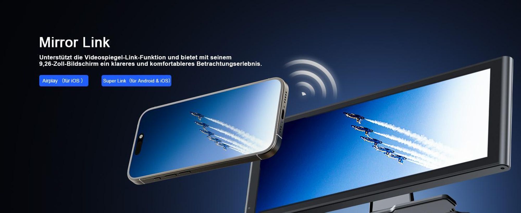AVYLET 10,26" Wireless Carplay Display für Apple Carplay & Android Auto Tragbarers Carplay Autoradio mit IP67 Rückfahrkamera GPS Bluetooth Mirror Link