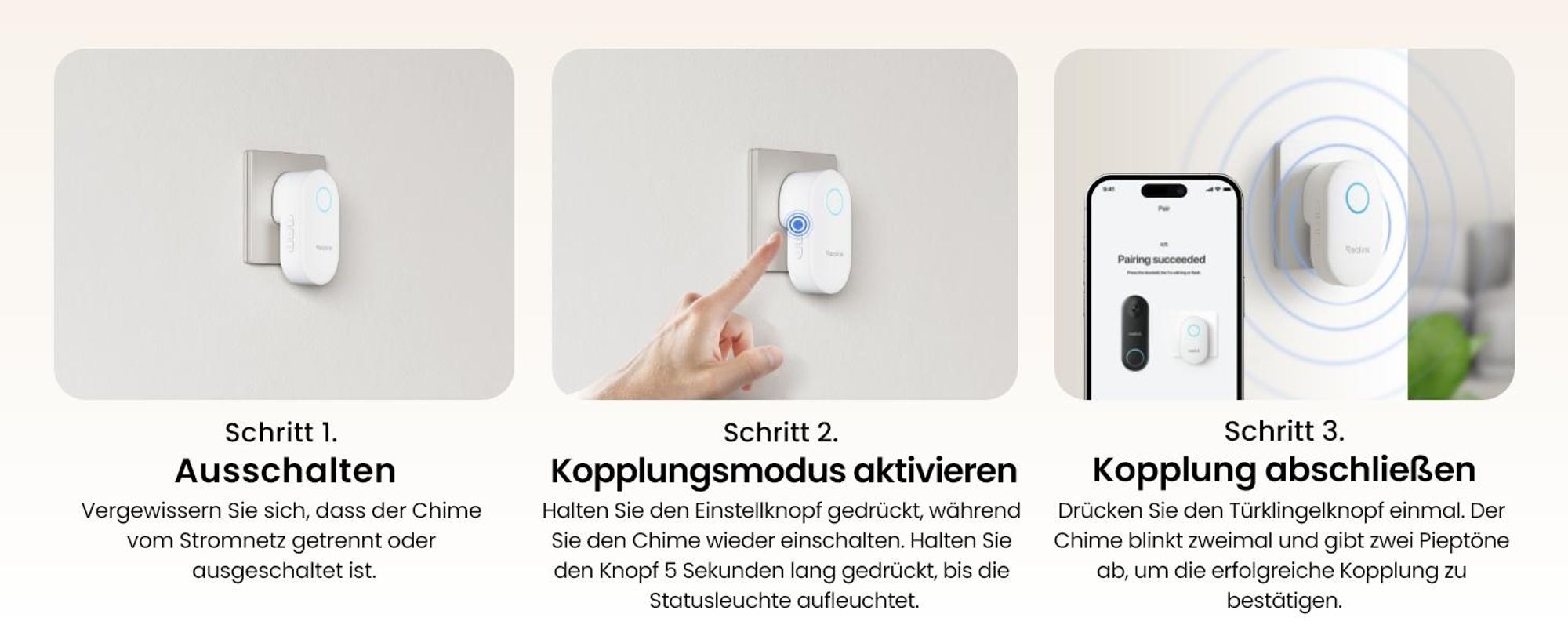 Reolink Chime Plus, Plug-in-Sirene für Reolink Video-Türklingel, Remote-Bedienung per App, einstellbare Lautstärke, Licht & 10+ Klingeltöne