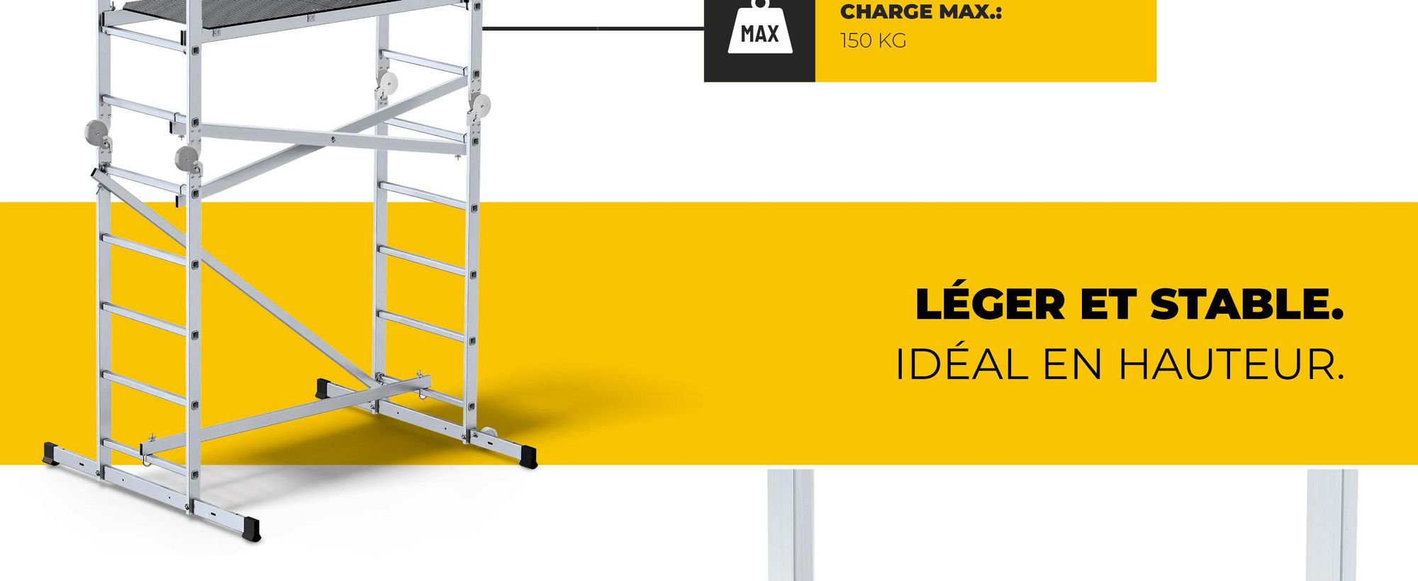 Drabest | échafaudage aluminium - echafaudage - echelle echafaudage - jusqu'a 150kg - echafaudage alu - plateforme de travail - plateforme echafaudage alu