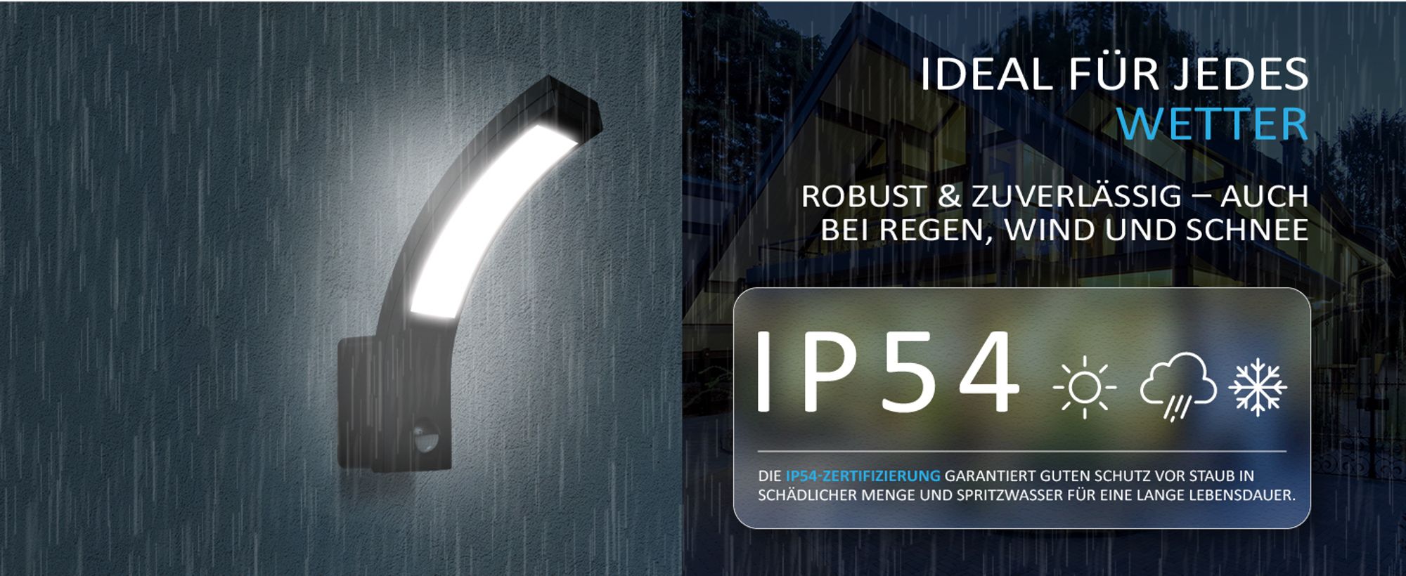 LED Außenleuchte mit Bewegungsmelder PIRIT Schwarz – 15W, IP54, 900 Lumen, 4000K Neutralweiß - Außenwandleuchte, Außenlampe, Eingangsleuchte