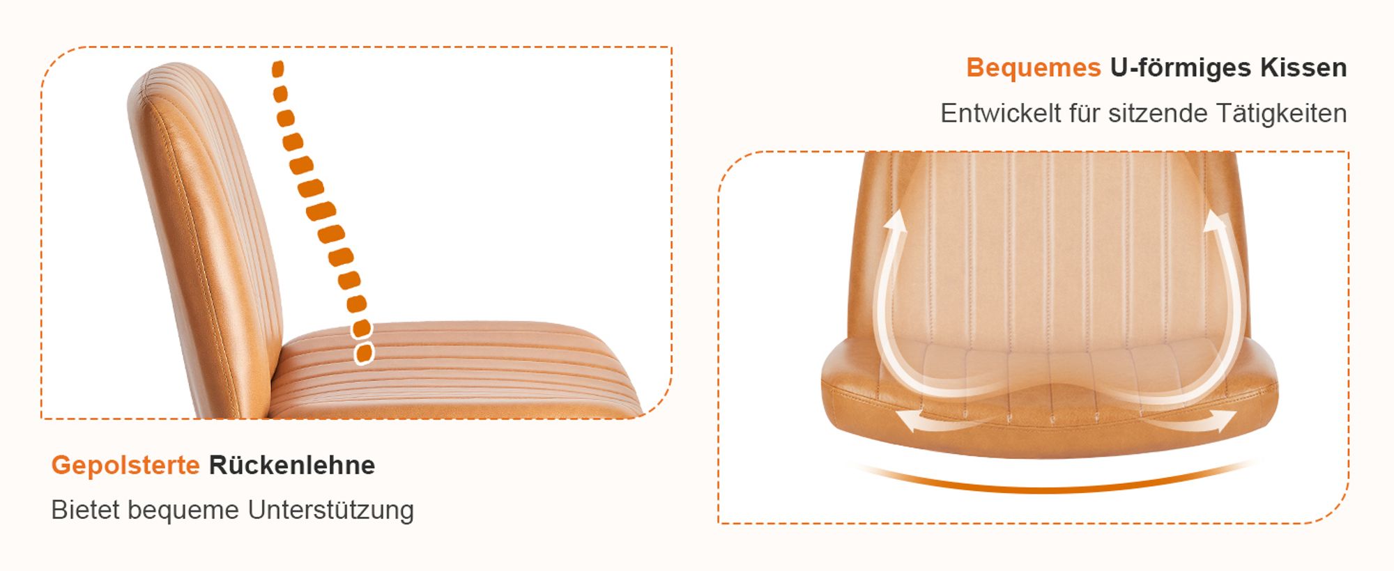 Sweetcrispy Bürostuhl Ohne Armlehne drehstuhl,Atmungsaktives und Bequemes Netzgewebe Criss Cross Chair, Verbreitertem  schneidersitz bürostuhl(Braun)