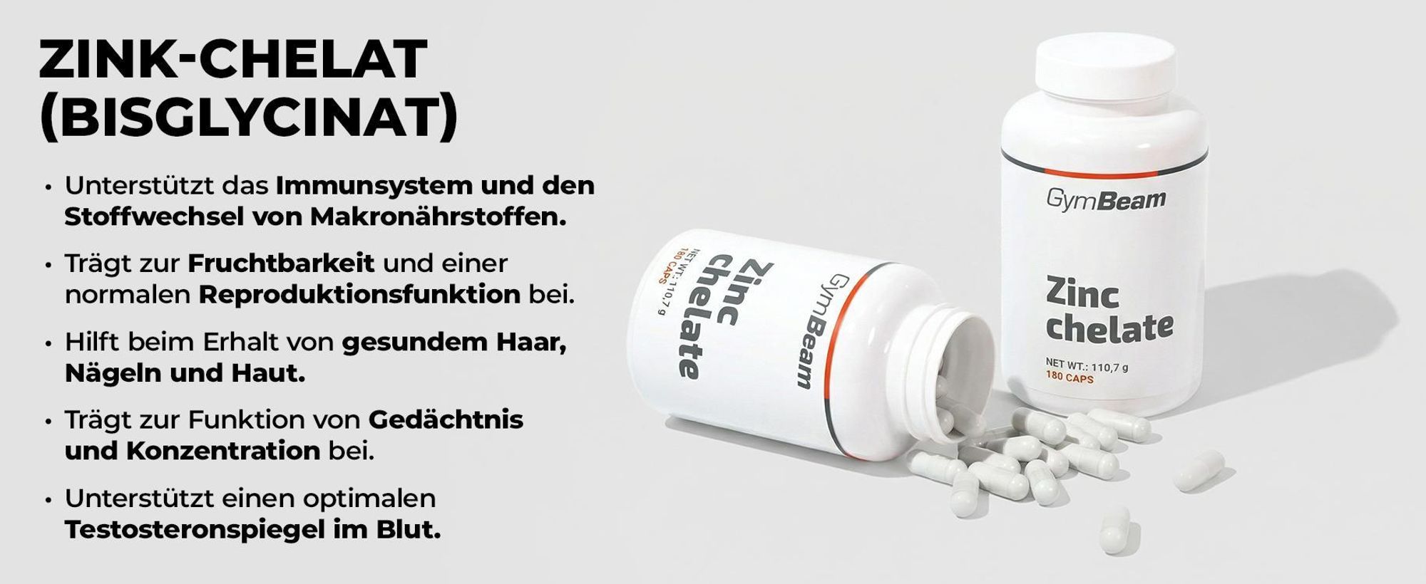 GymBeam - Zinkchelat (Bisglycinat), 90 Kapseln