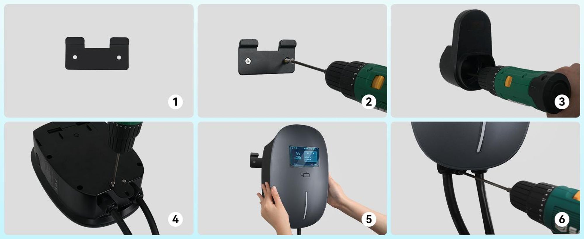 Puluomis Wallbox Ladestation 22kW Ladekabel 7m Typ 2 mit Halter,EV Ladegerät 3-phasig 6-32A einstellbar, IP65 mit Wlan & Bluetooth 24h Timer Grau