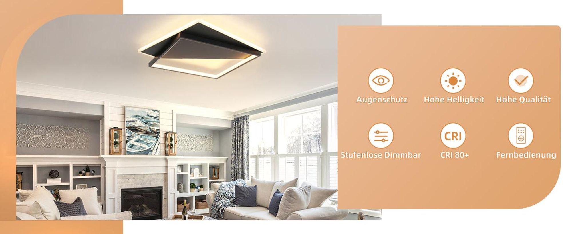 LED Deckenlampe,Moderne Deckenleuchte Dimmbar Mit Fernbedienung Wohnzi